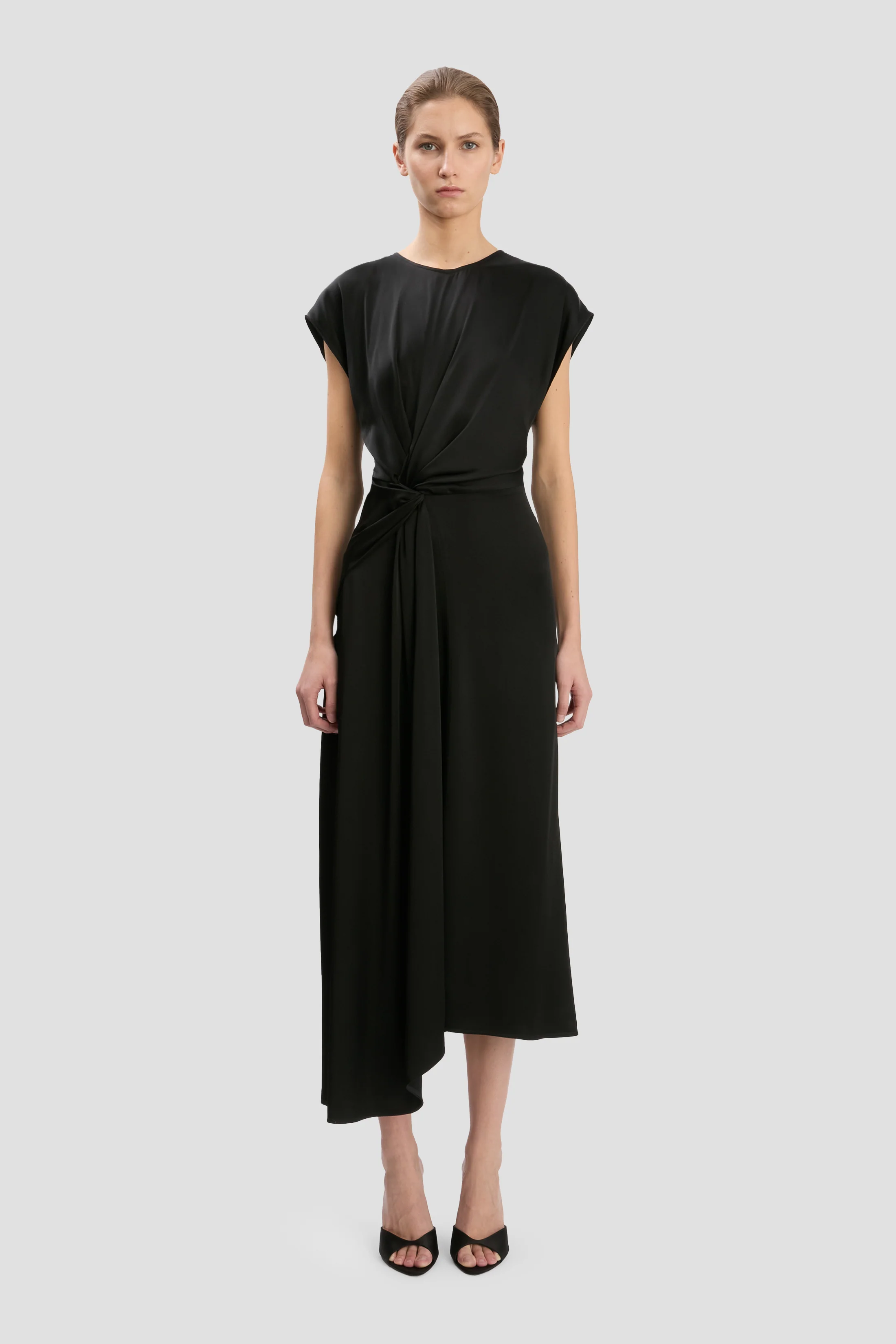 Aria Midi Dress In Black - Image 2