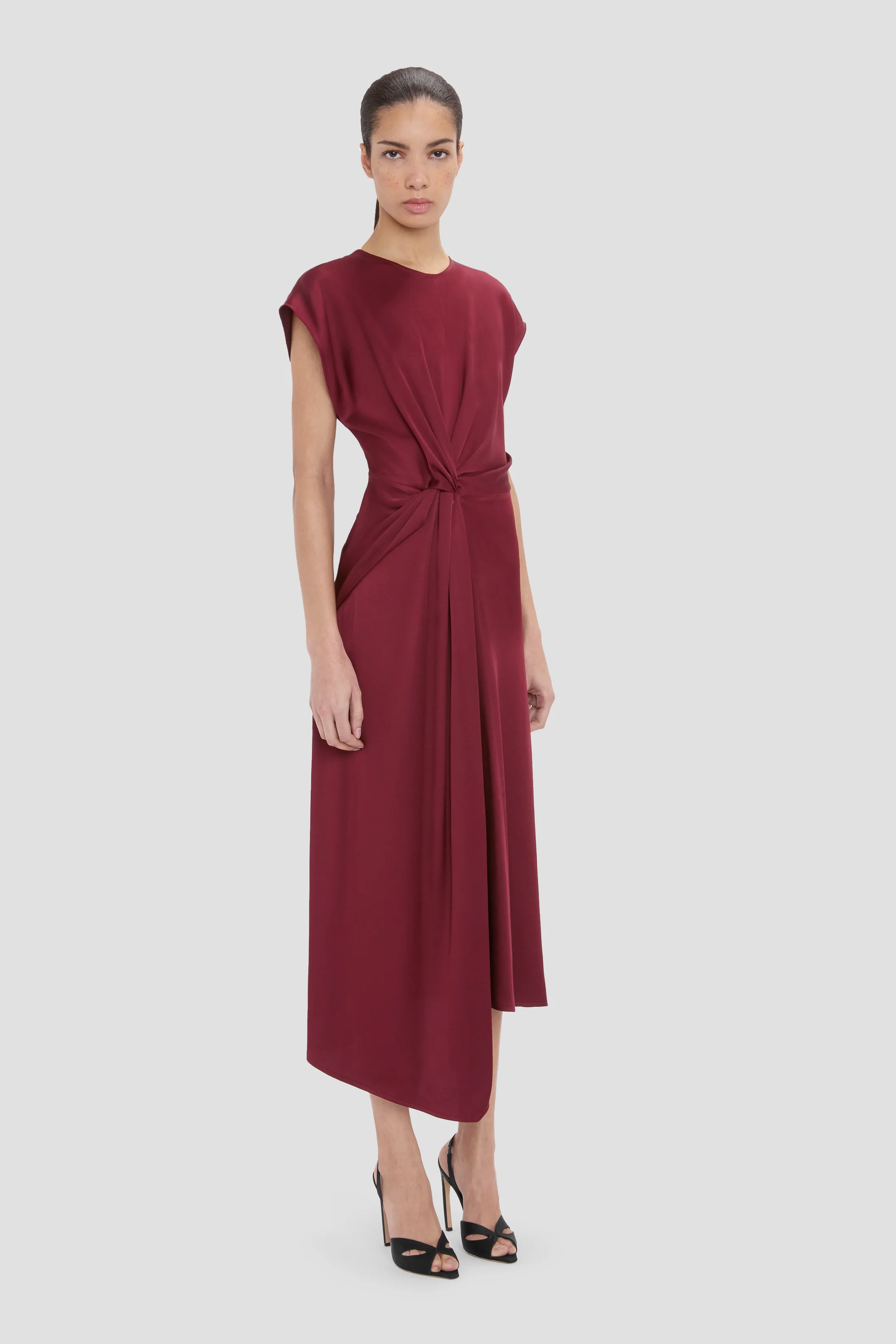 Aria Midi Dress In Burgundy - Image 2