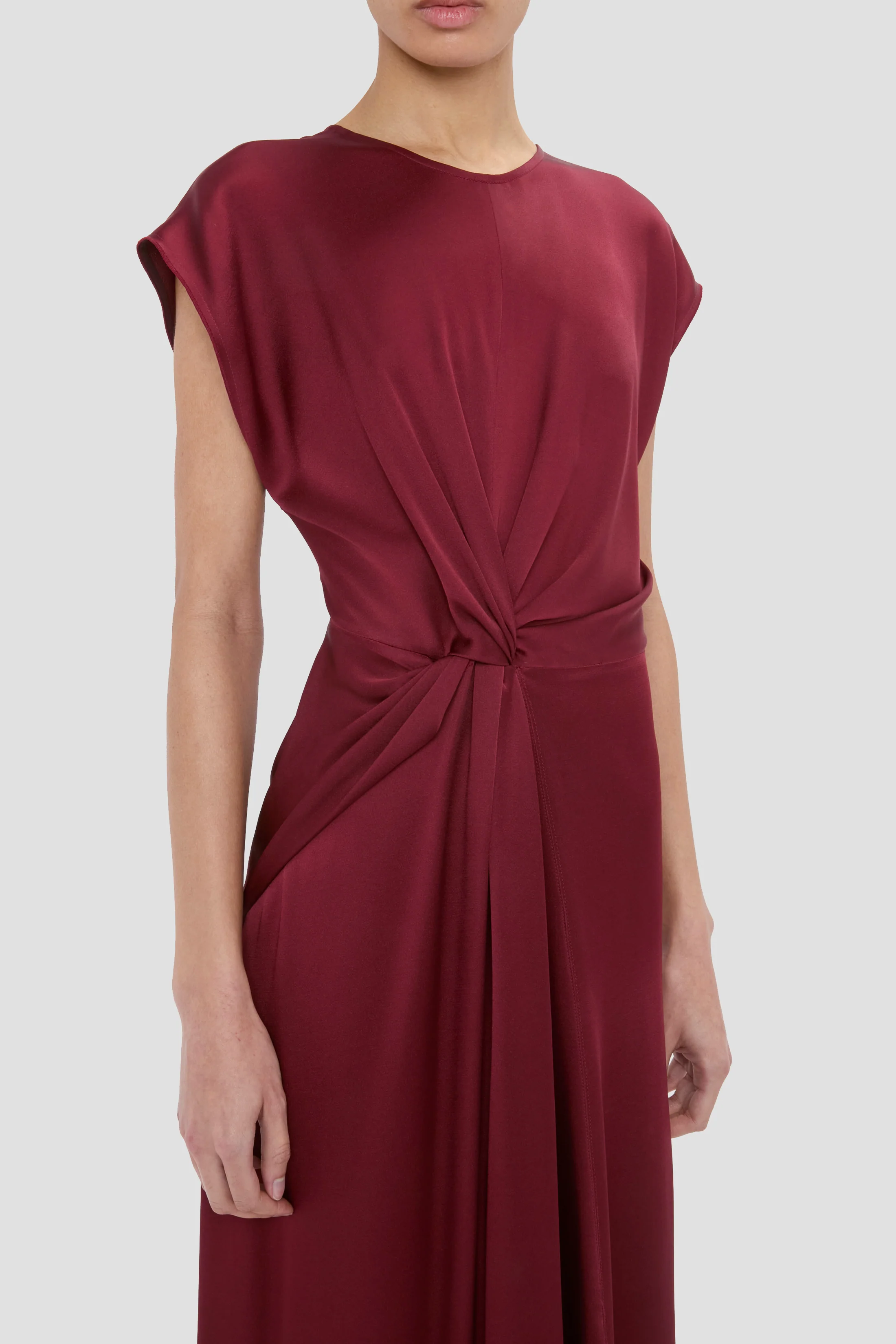 Aria Midi Dress In Burgundy - Image 3