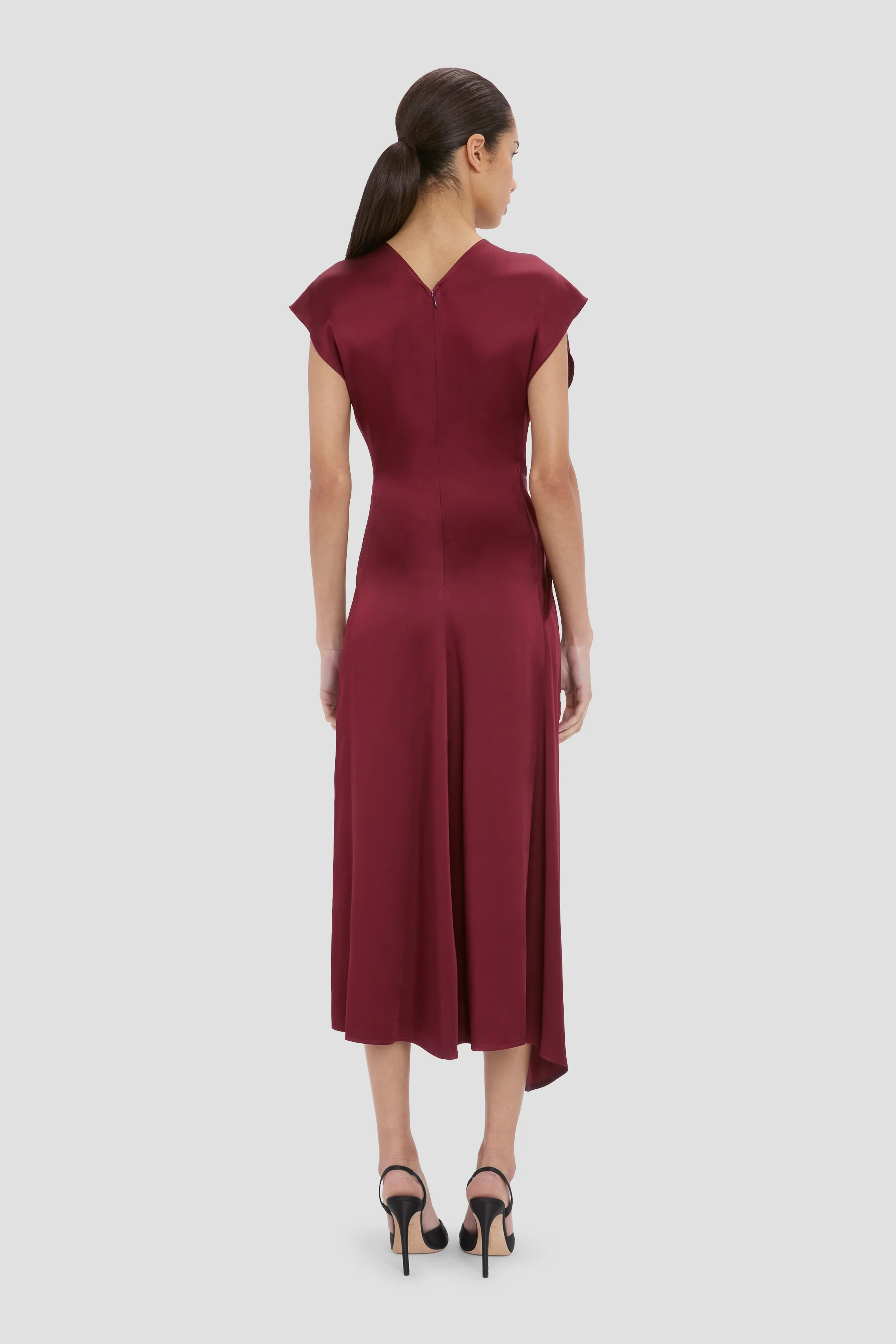 Aria Midi Dress In Burgundy - Image 4