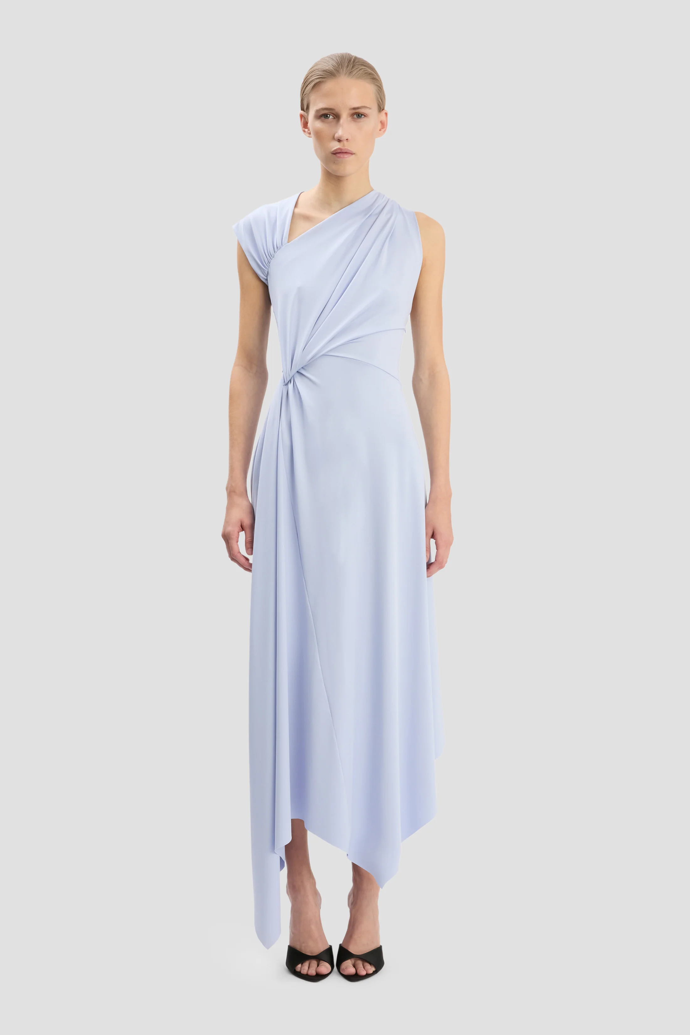 Cap Sleeve Midi Dress In Cloud Blue - Image 2