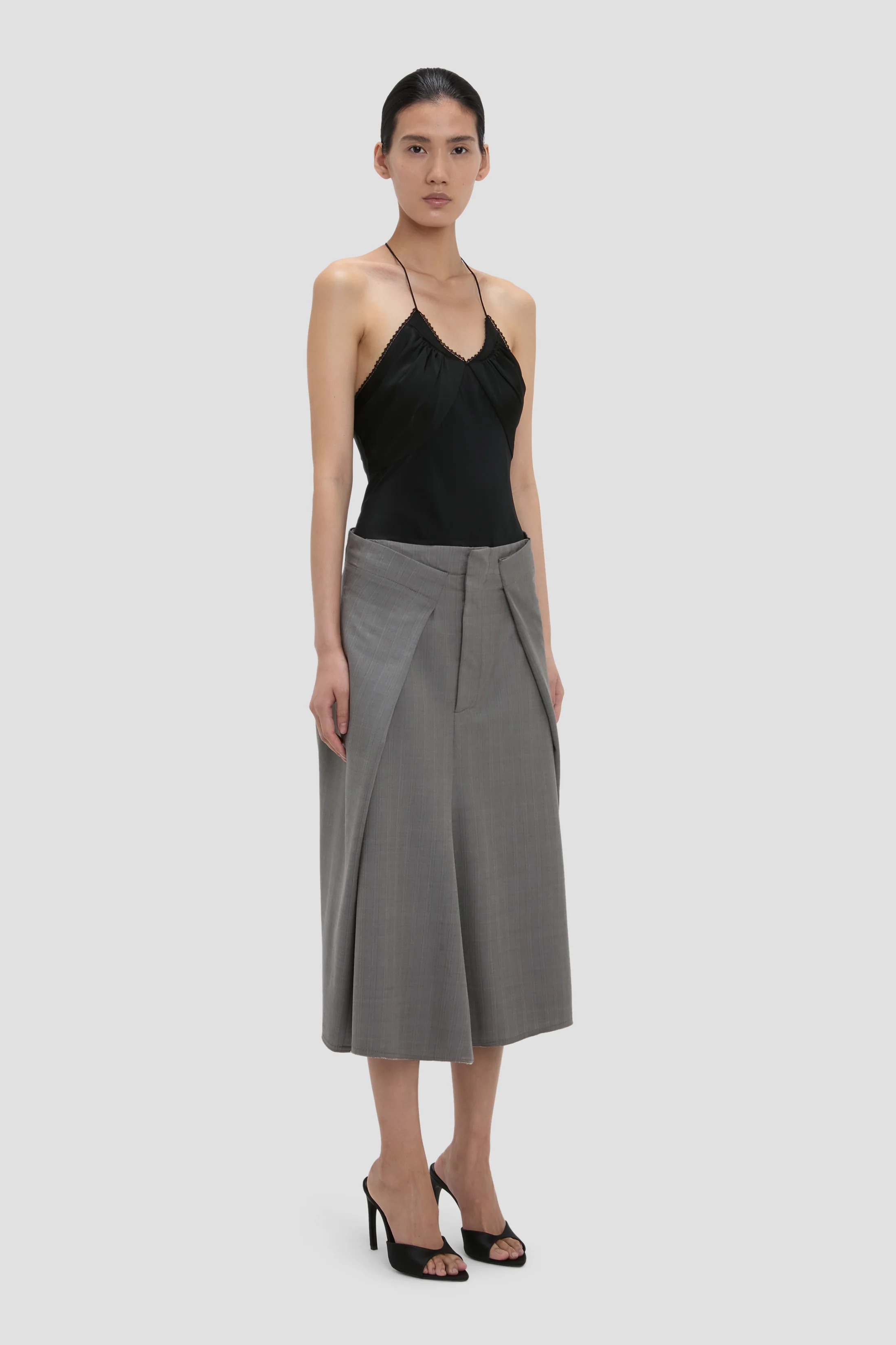 Tailored Midi Skirt In Nickel - Image 2