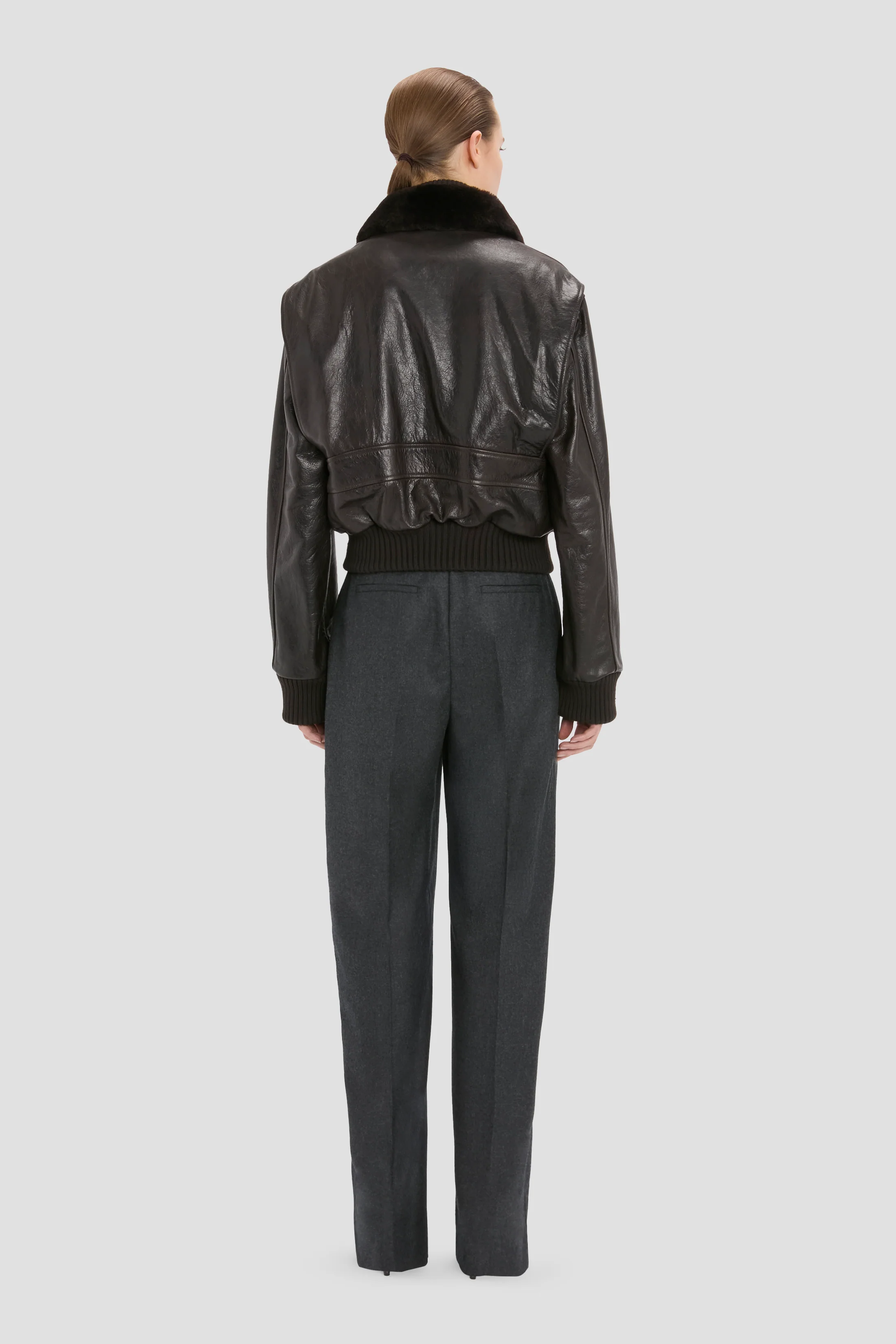 Aviator Jacket In Dark Brown - Image 5