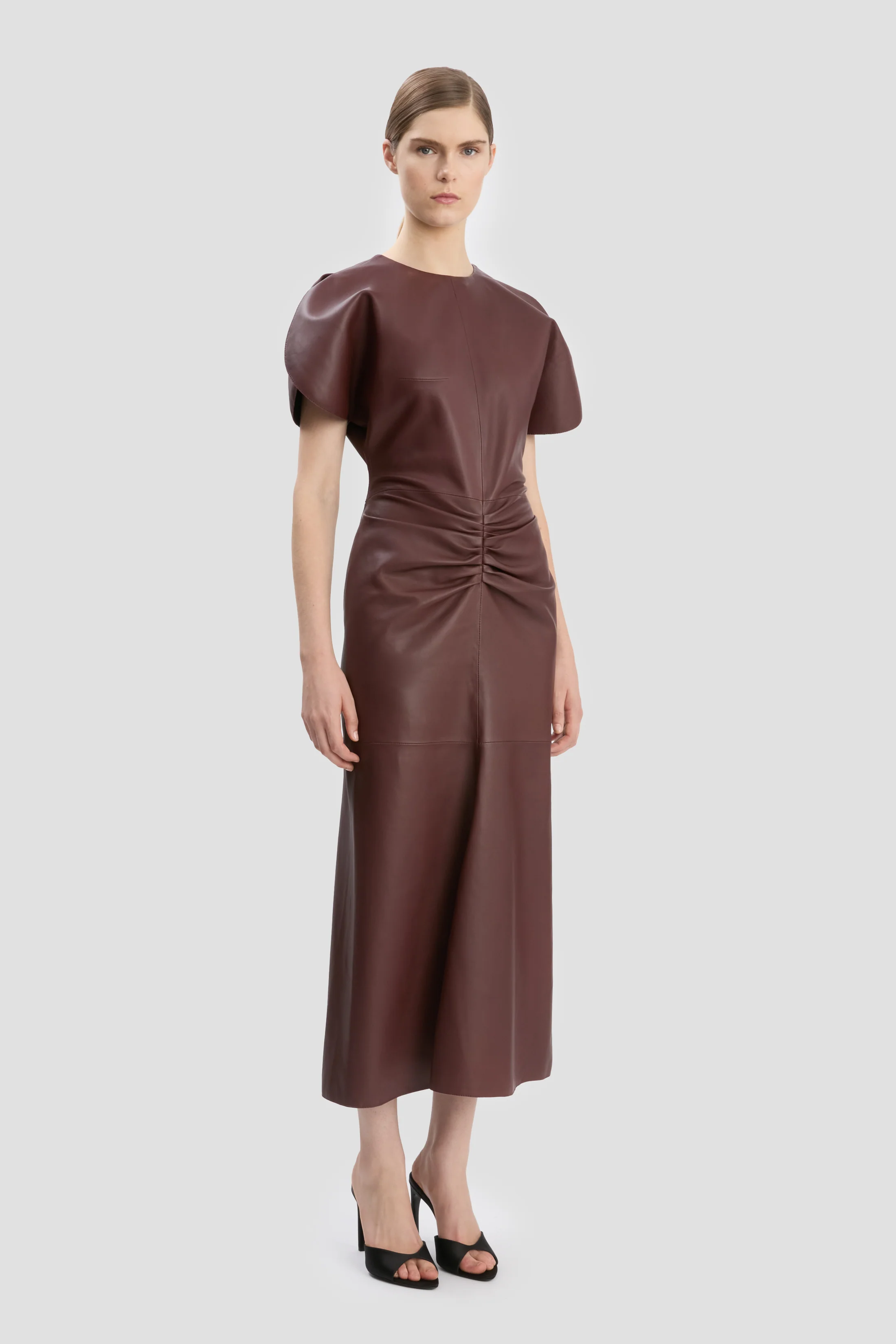 Bela Midi Dress In Burgundy - Image 2