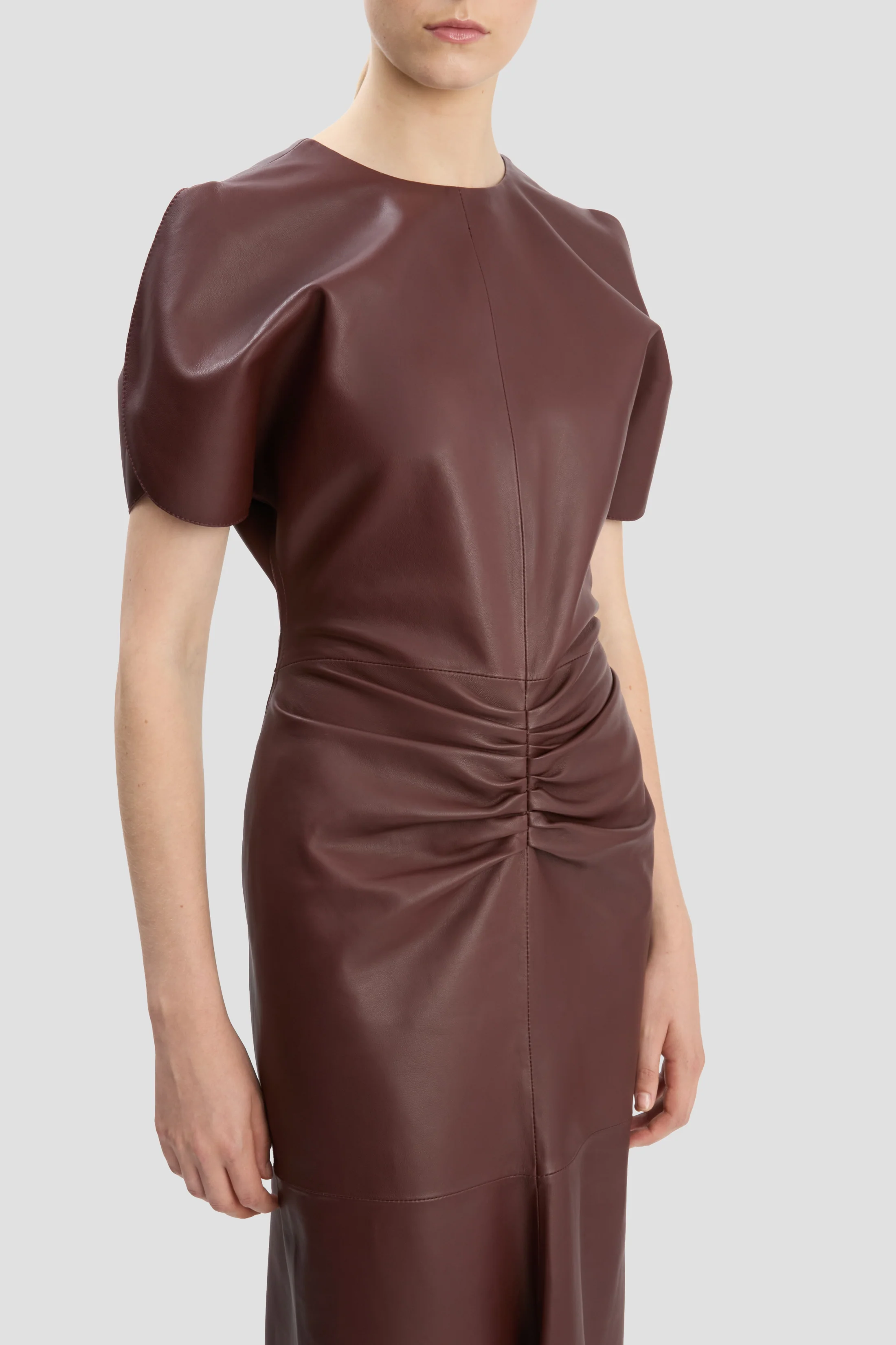 Bela Midi Dress In Burgundy - Image 3
