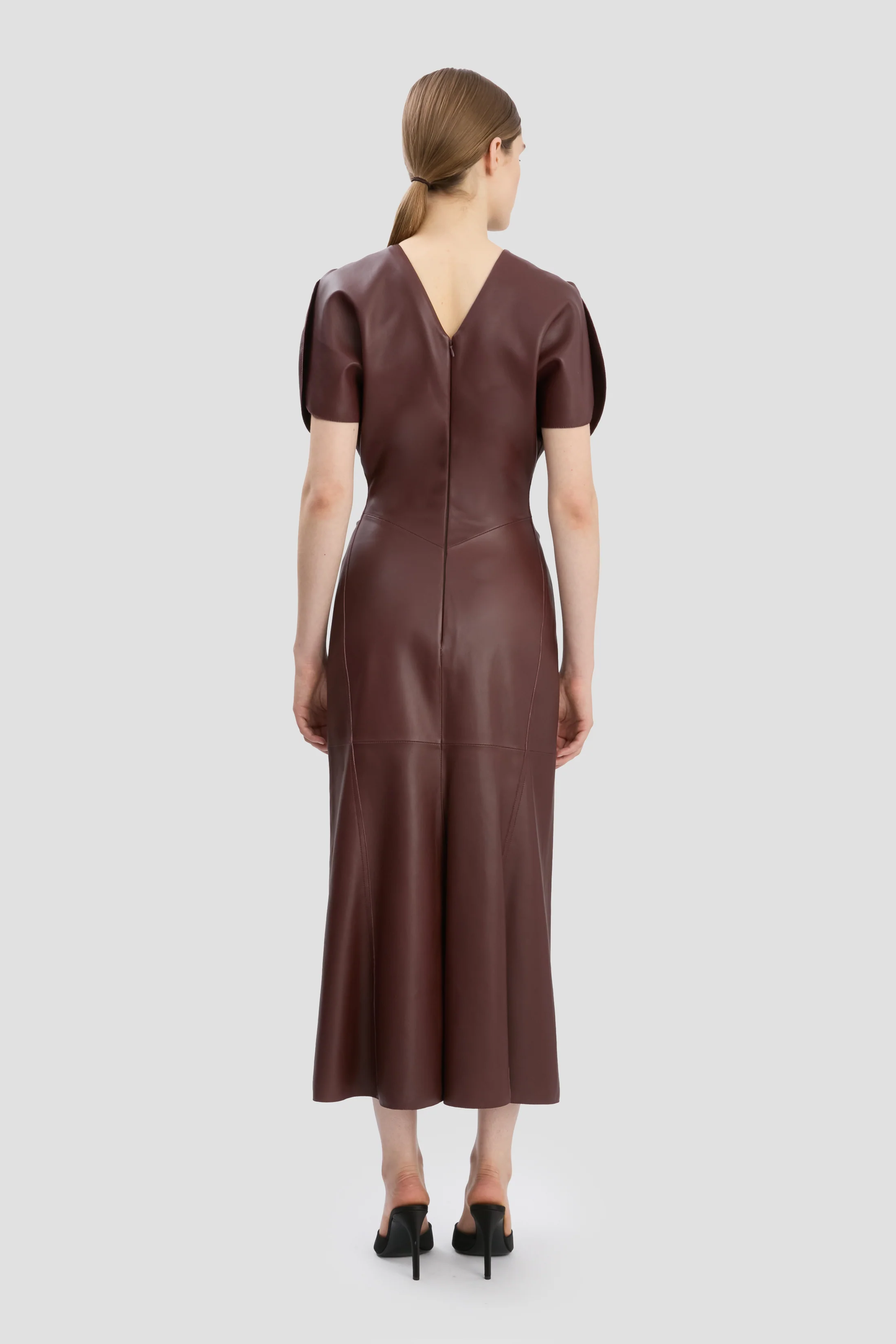 Bela Midi Dress In Burgundy - Image 4
