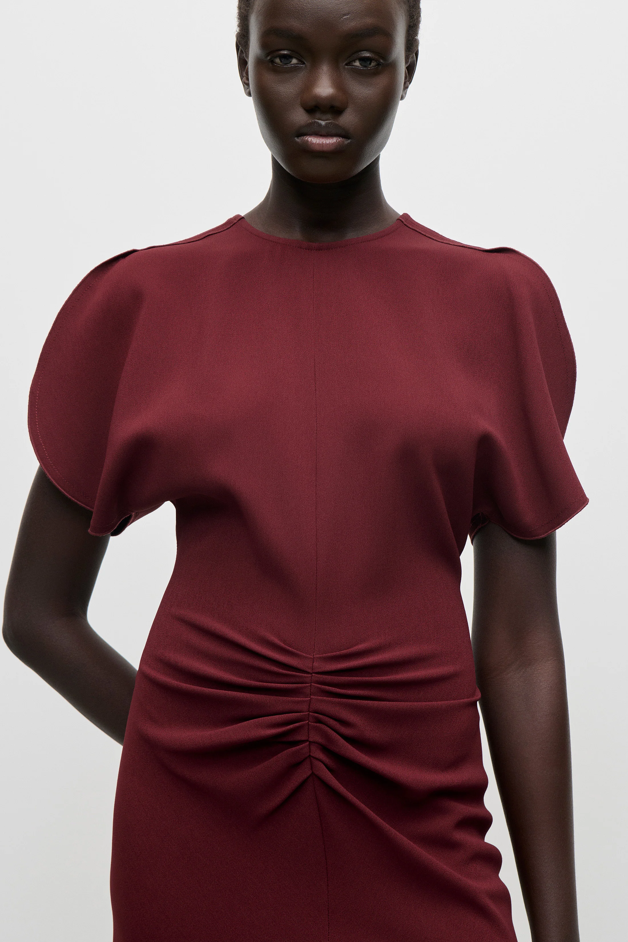 Bela Midi Dress In Burgundy - Image 4