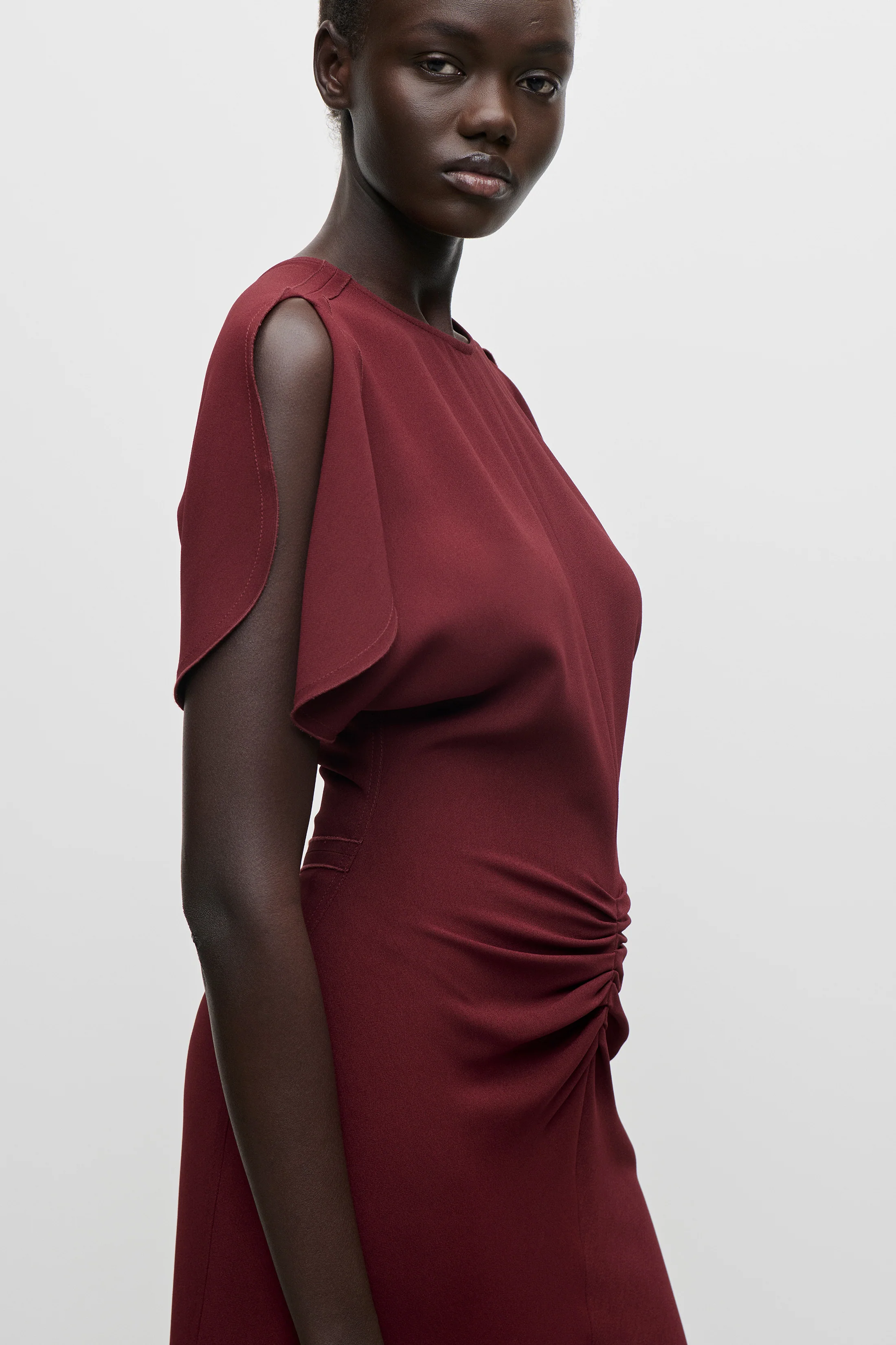 Bela Midi Dress In Burgundy - Image 5