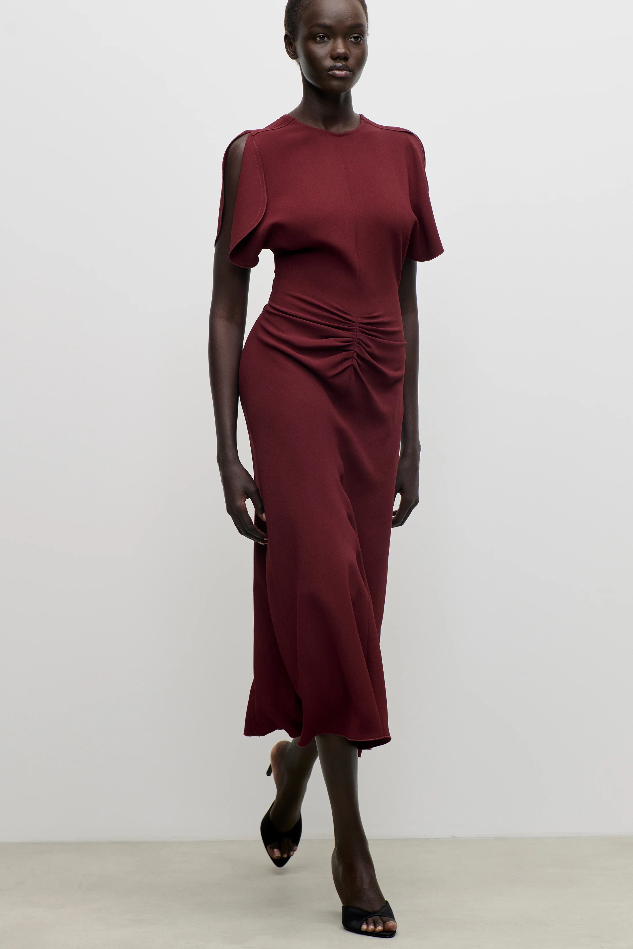 Bela Midi Dress In Burgundy - Image 6