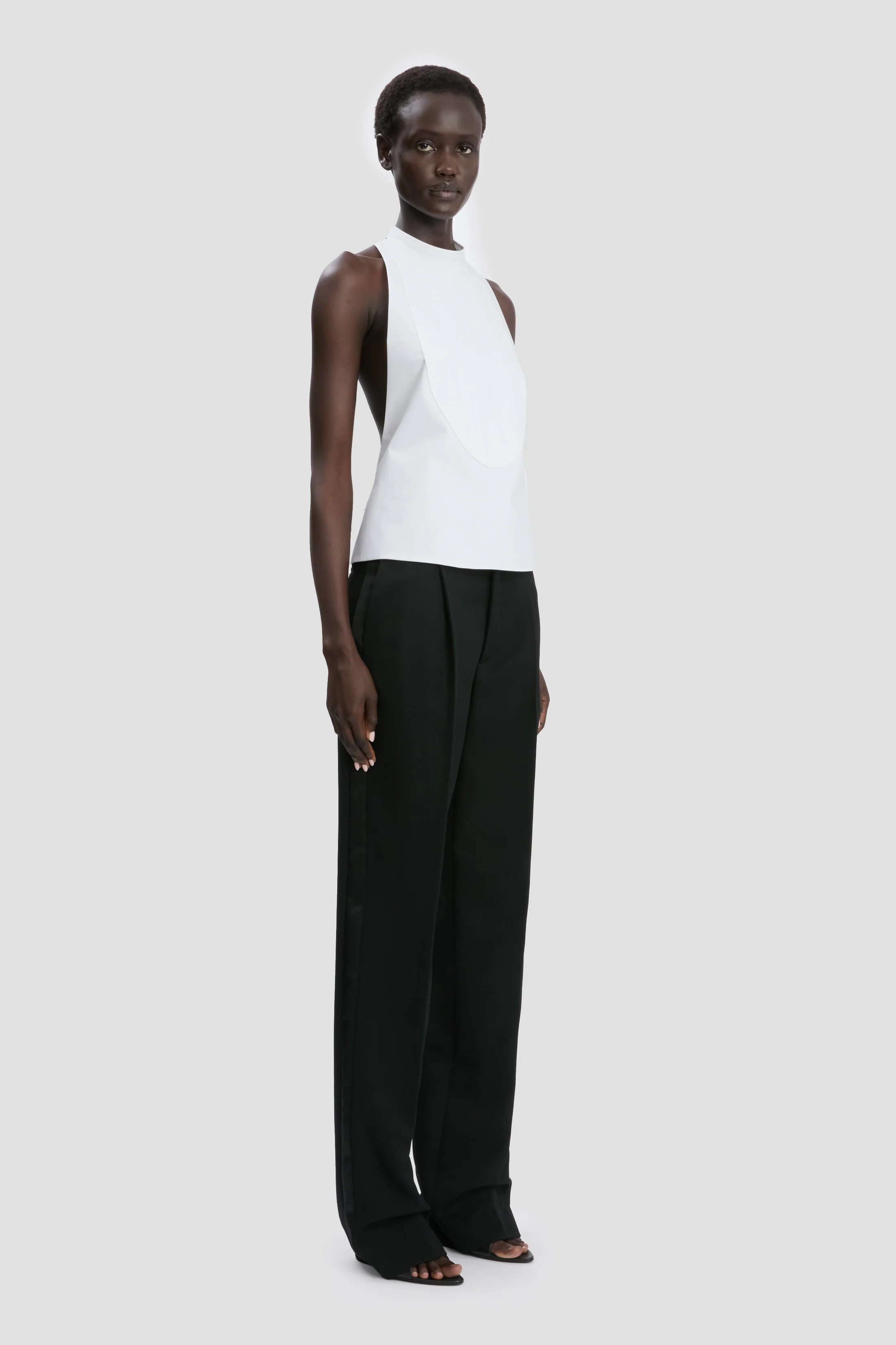 Backless Bib Top In White - Image 2