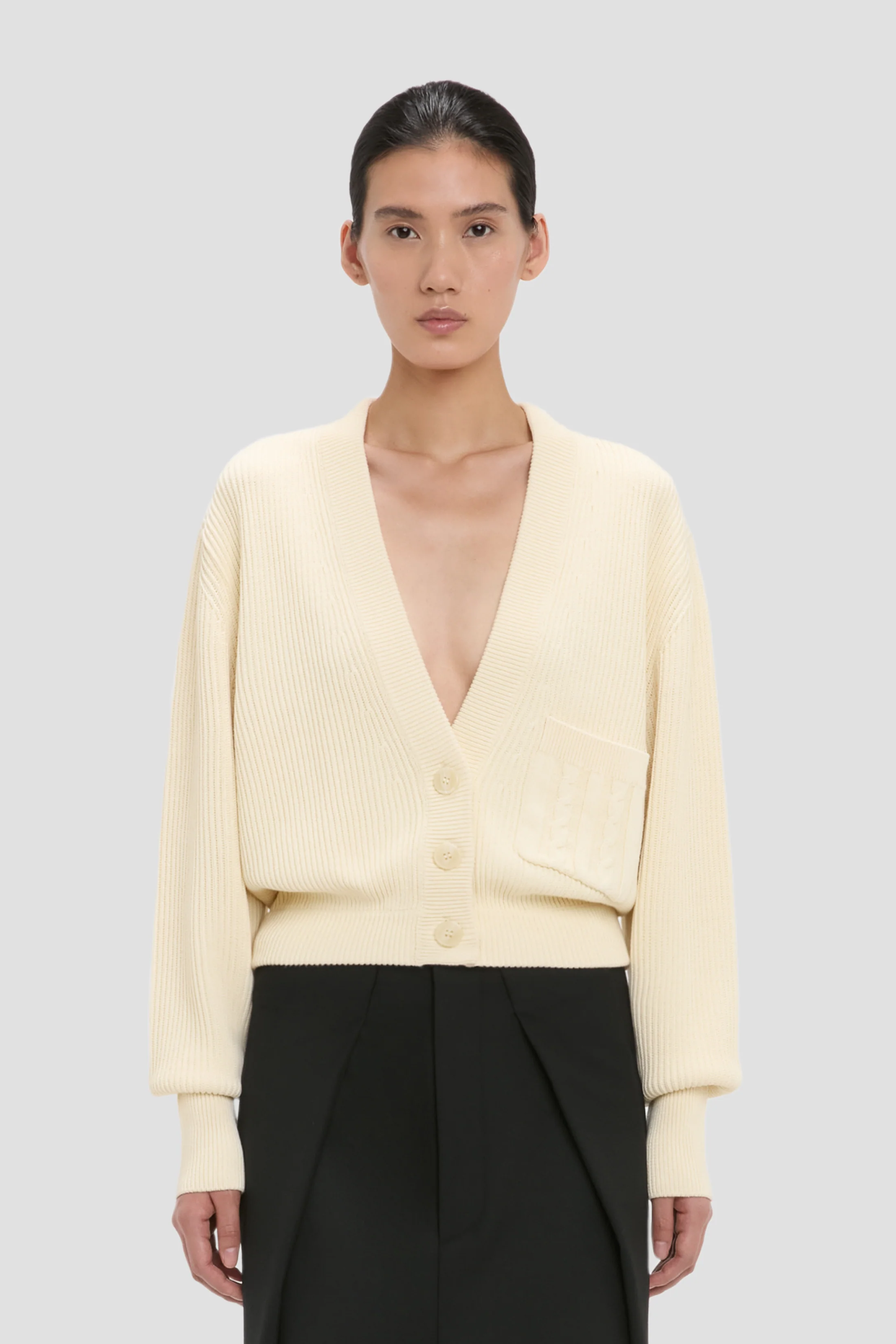 Cable Pocket Cardigan In Ivory