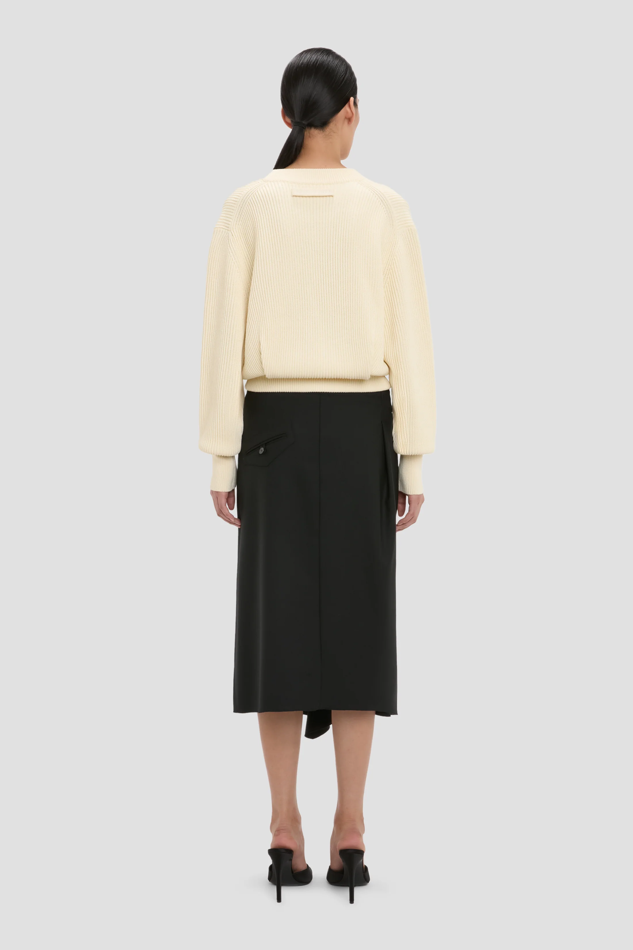 Cable Pocket Cardigan In Ivory - Image 4