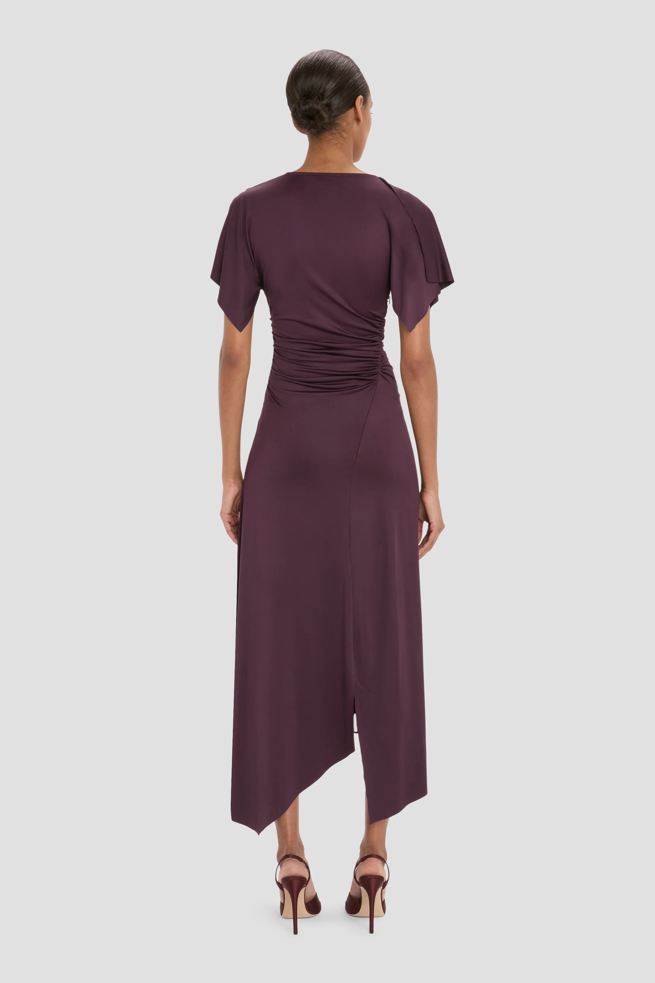 Blousey Midi Dress In Blackcurrant - Image 4