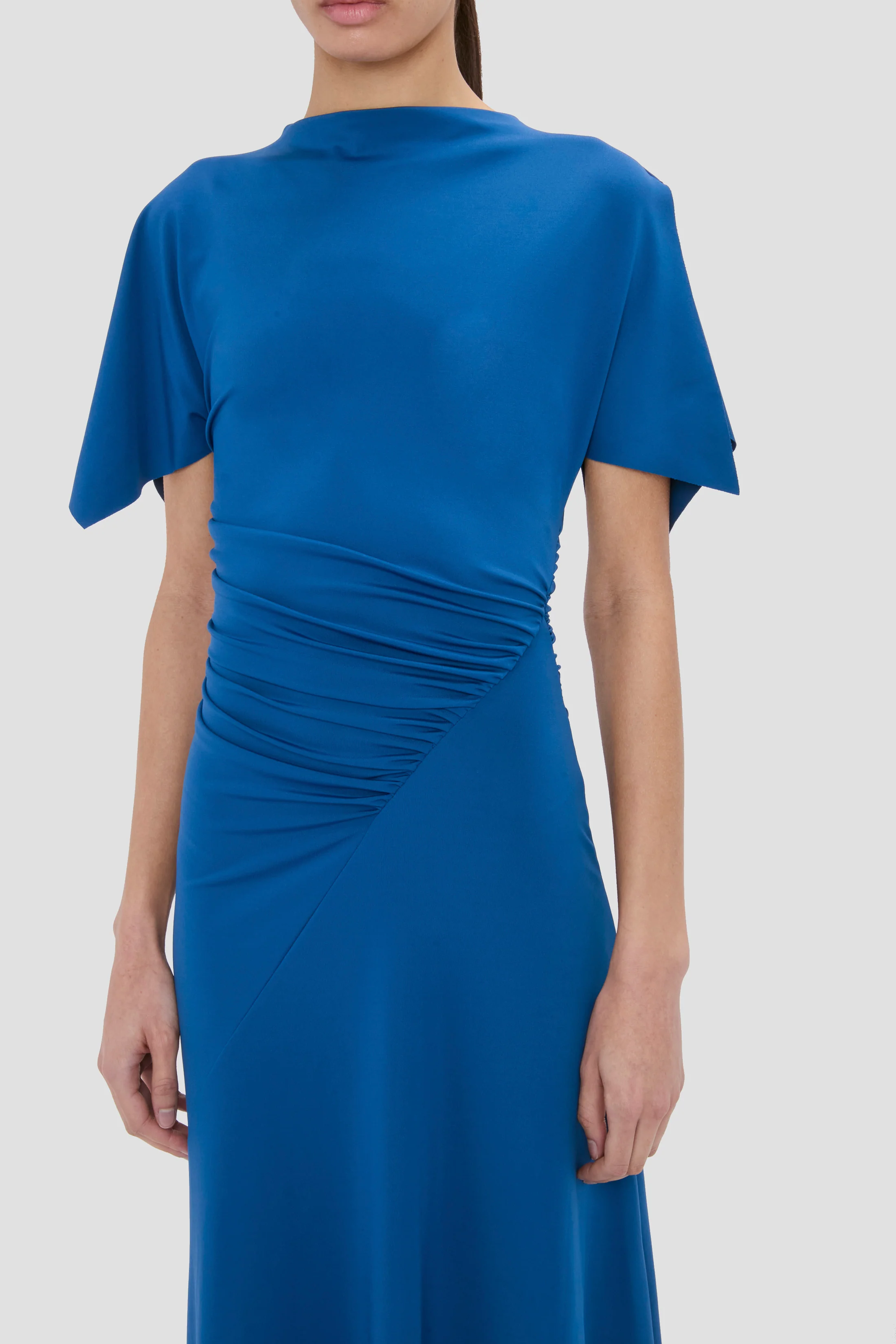 Blousey Midi Dress In Blue - Image 4