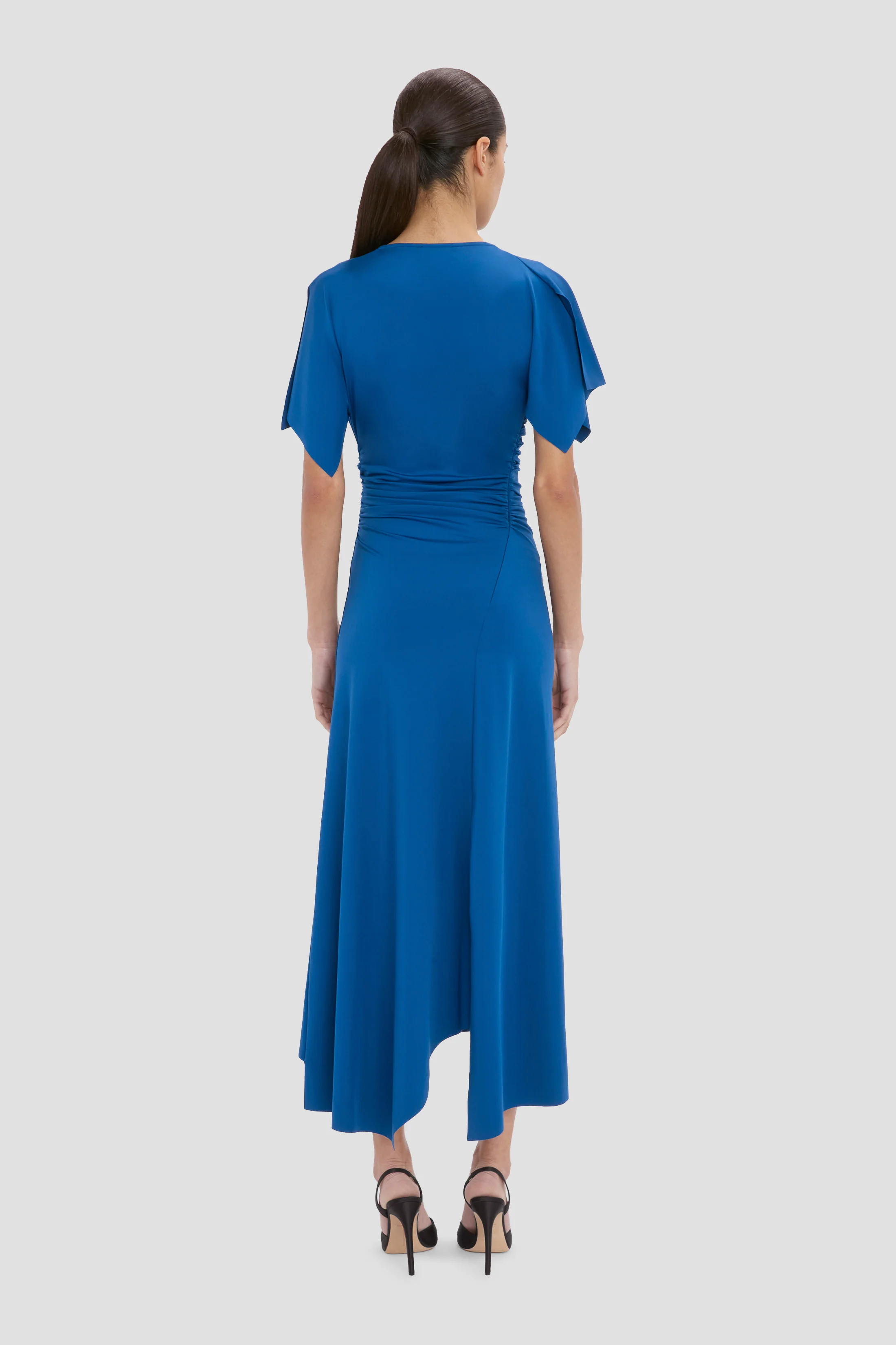 Blousey Midi Dress In Blue - Image 5