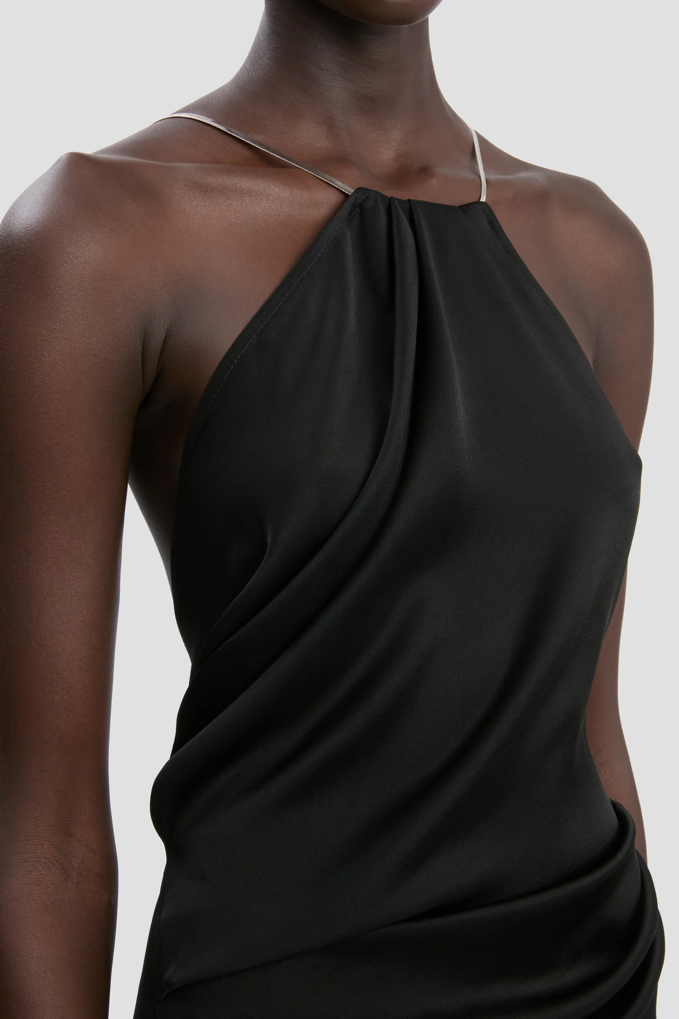 Chain Halter Gown In Black - Image 3