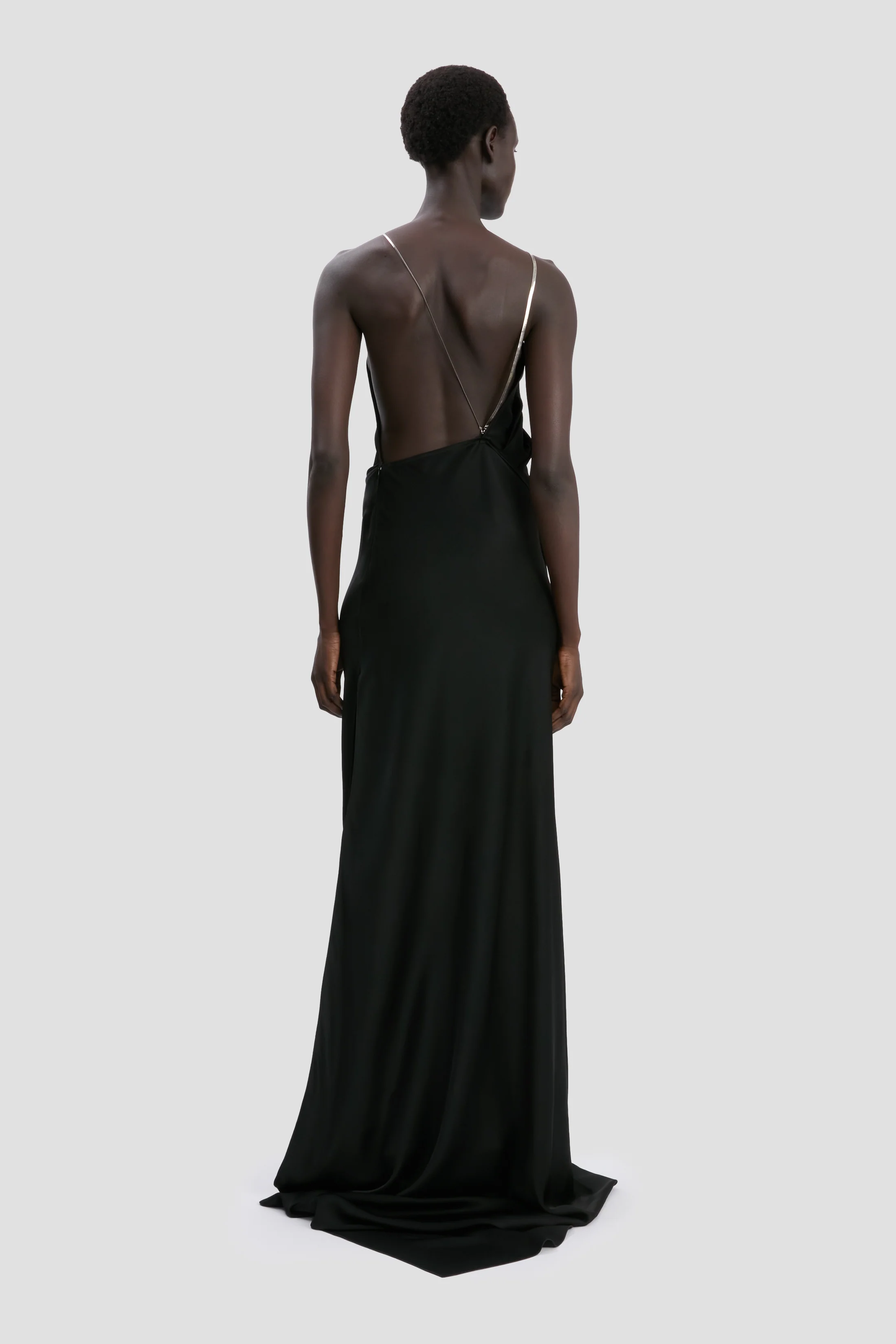 Chain Halter Gown In Black - Image 4