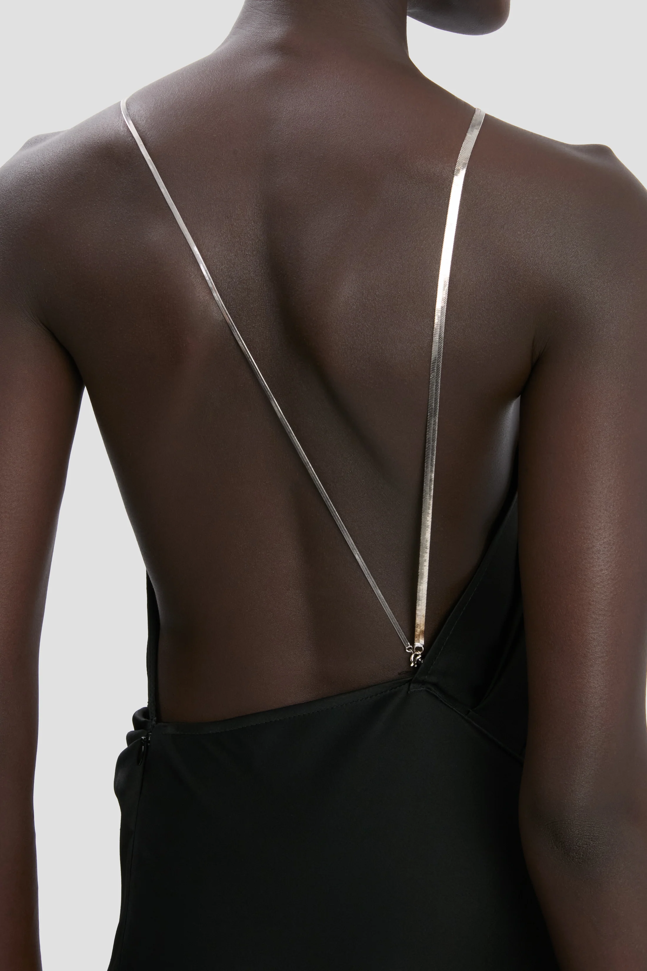 Chain Halter Gown In Black - Image 5