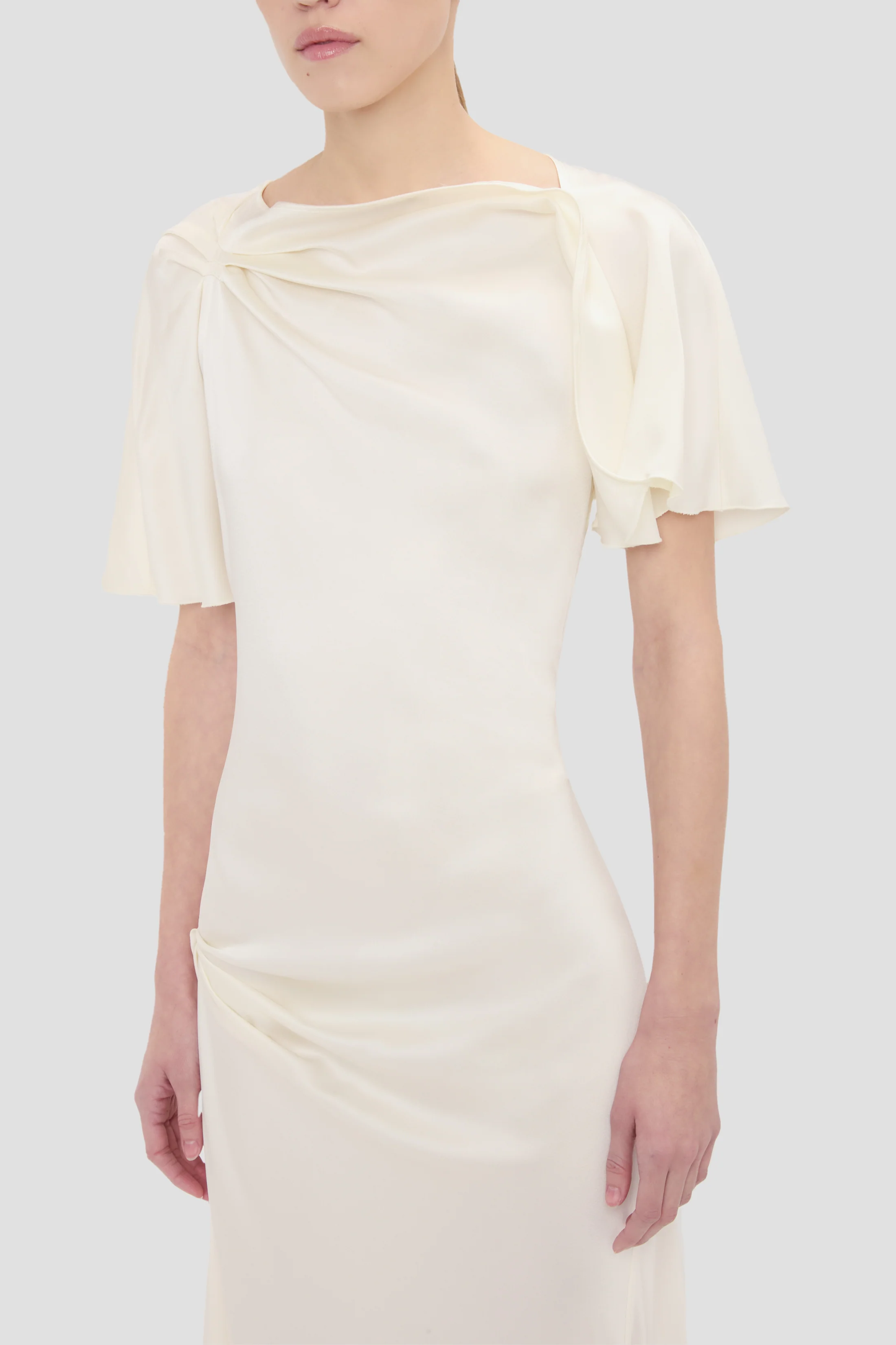 Cap Sleeve Dress In Ivory - Image 3
