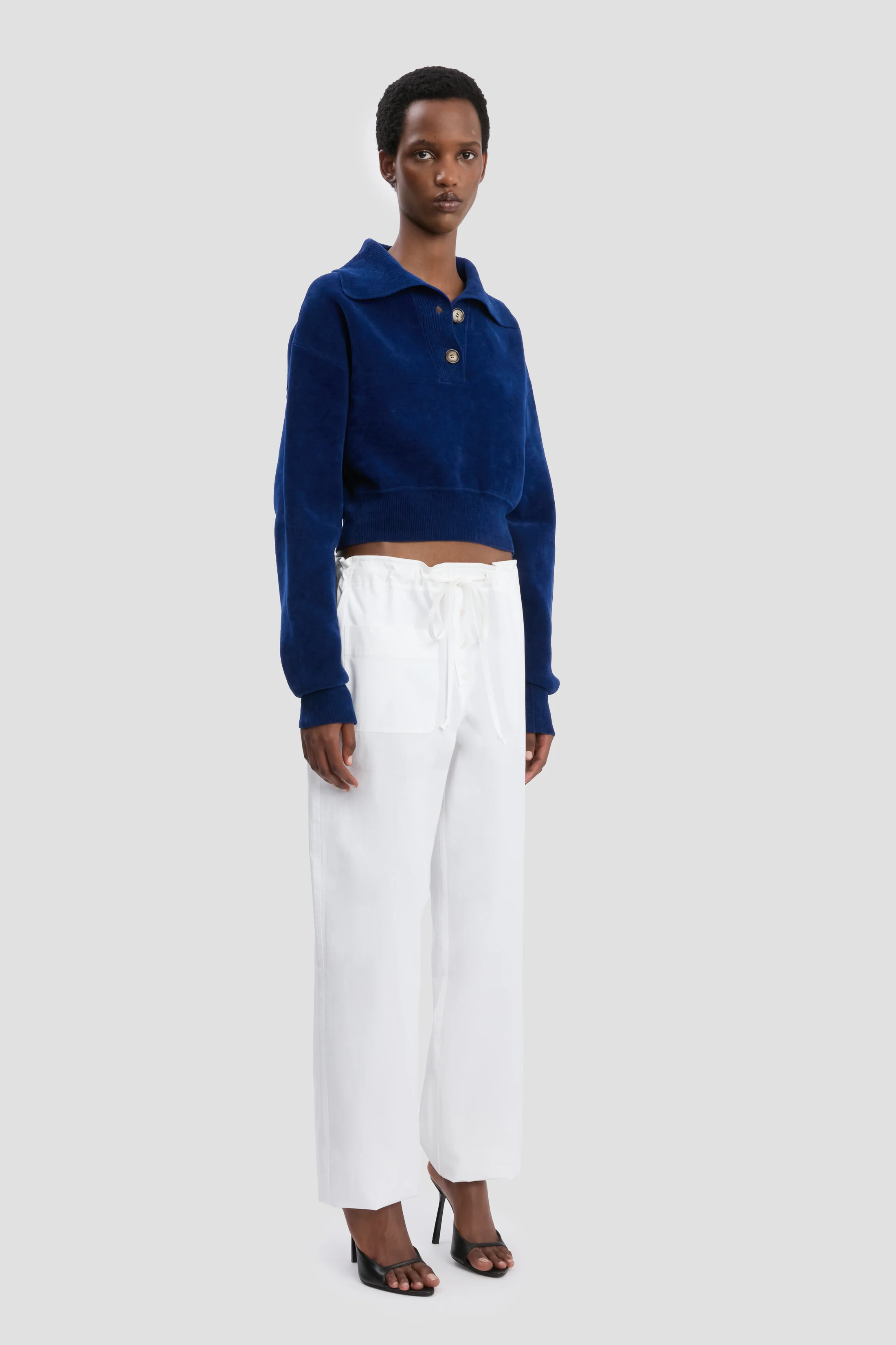 Collared Jumper In Bright Navy - Image 2