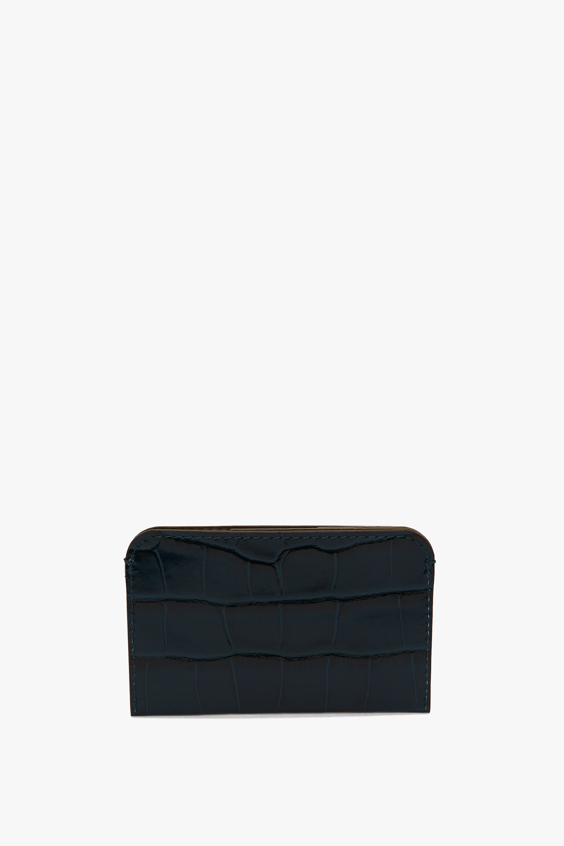 Envelope Card Holder In Midnight Blue Croc Embossed Leather - Image 3