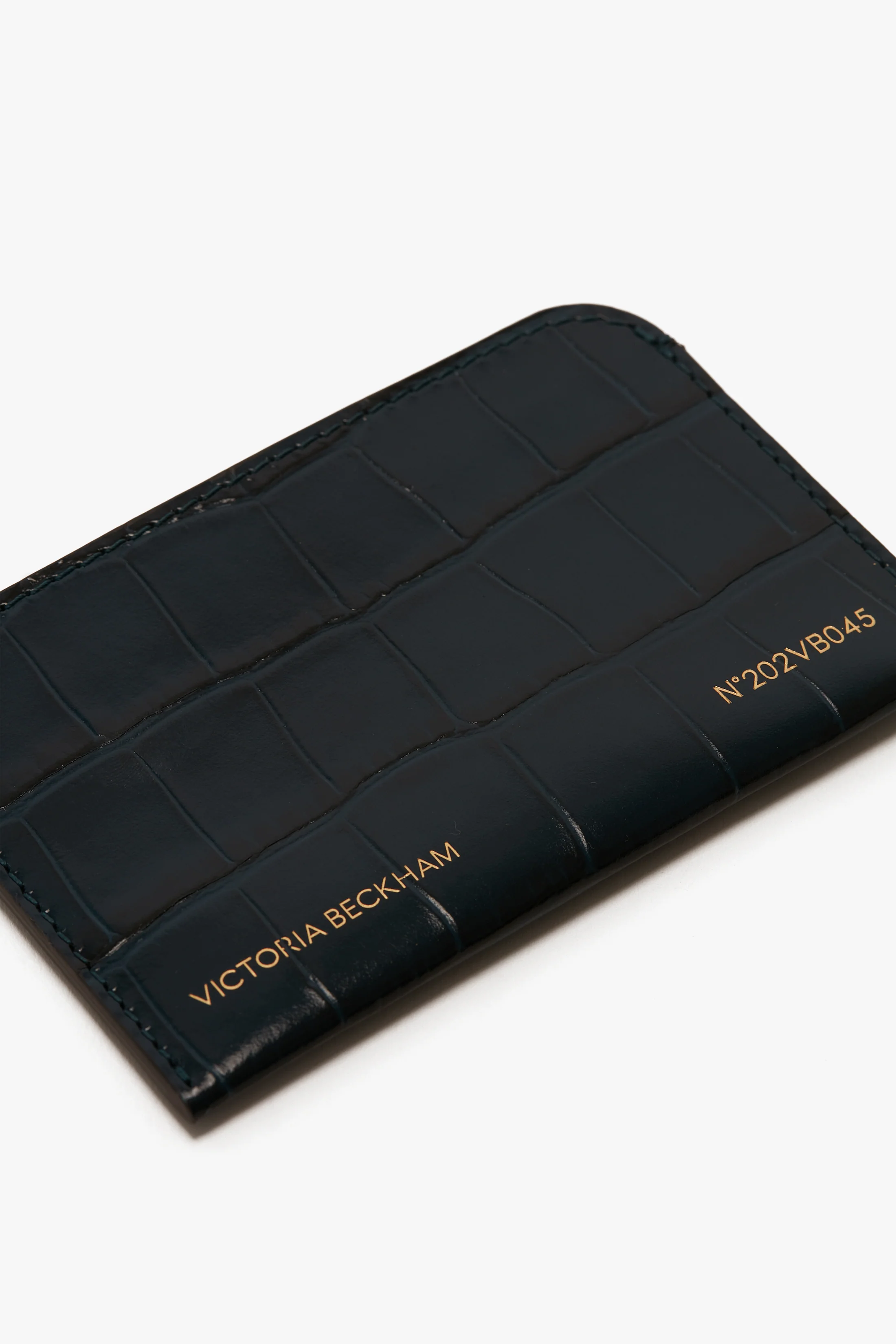 Envelope Card Holder In Midnight Blue Croc Embossed Leather - Image 5