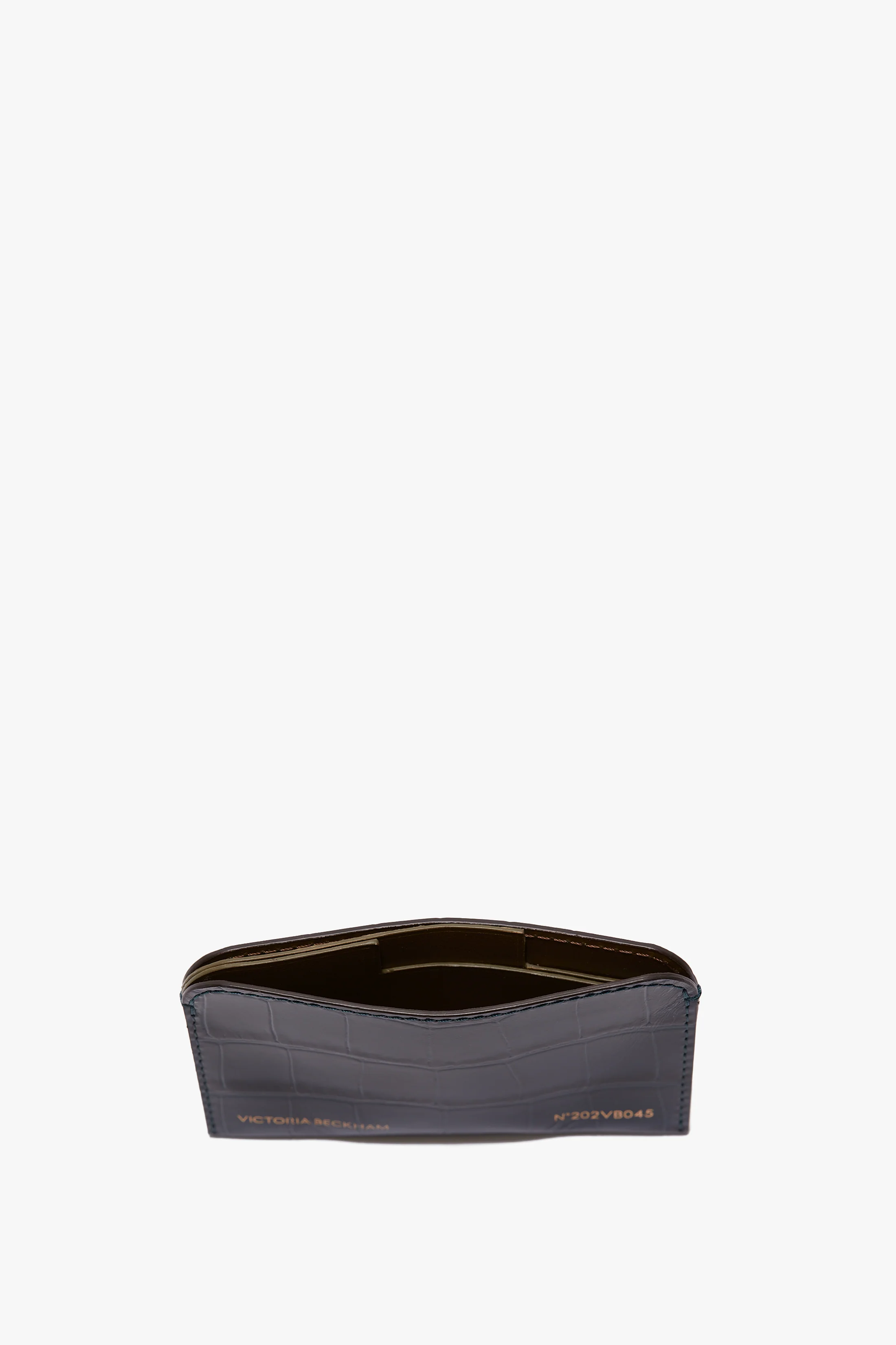 Envelope Card Holder In Midnight Blue Croc Embossed Leather - Image 6