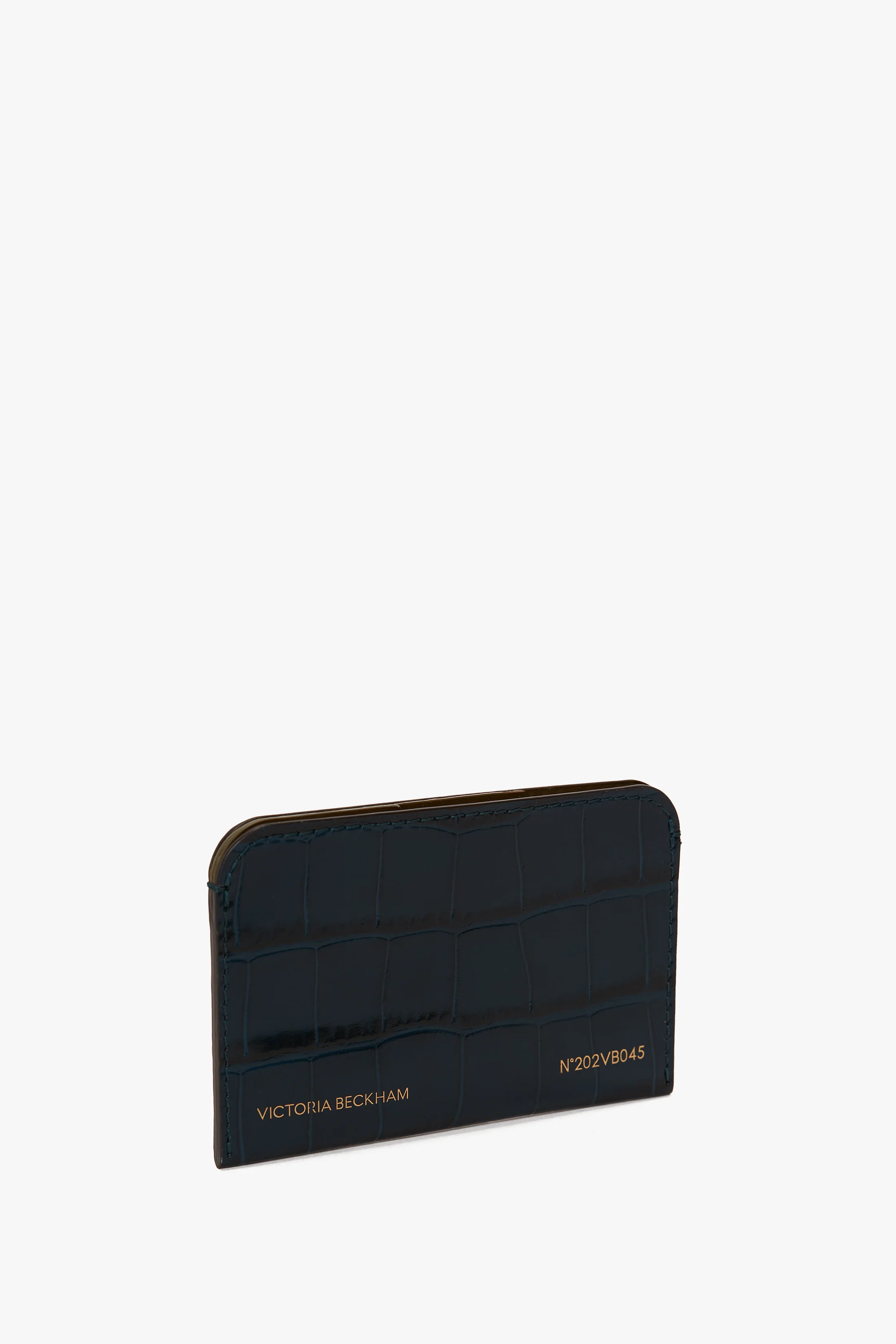 Envelope Card Holder In Midnight Blue Croc Embossed Leather - Image 7