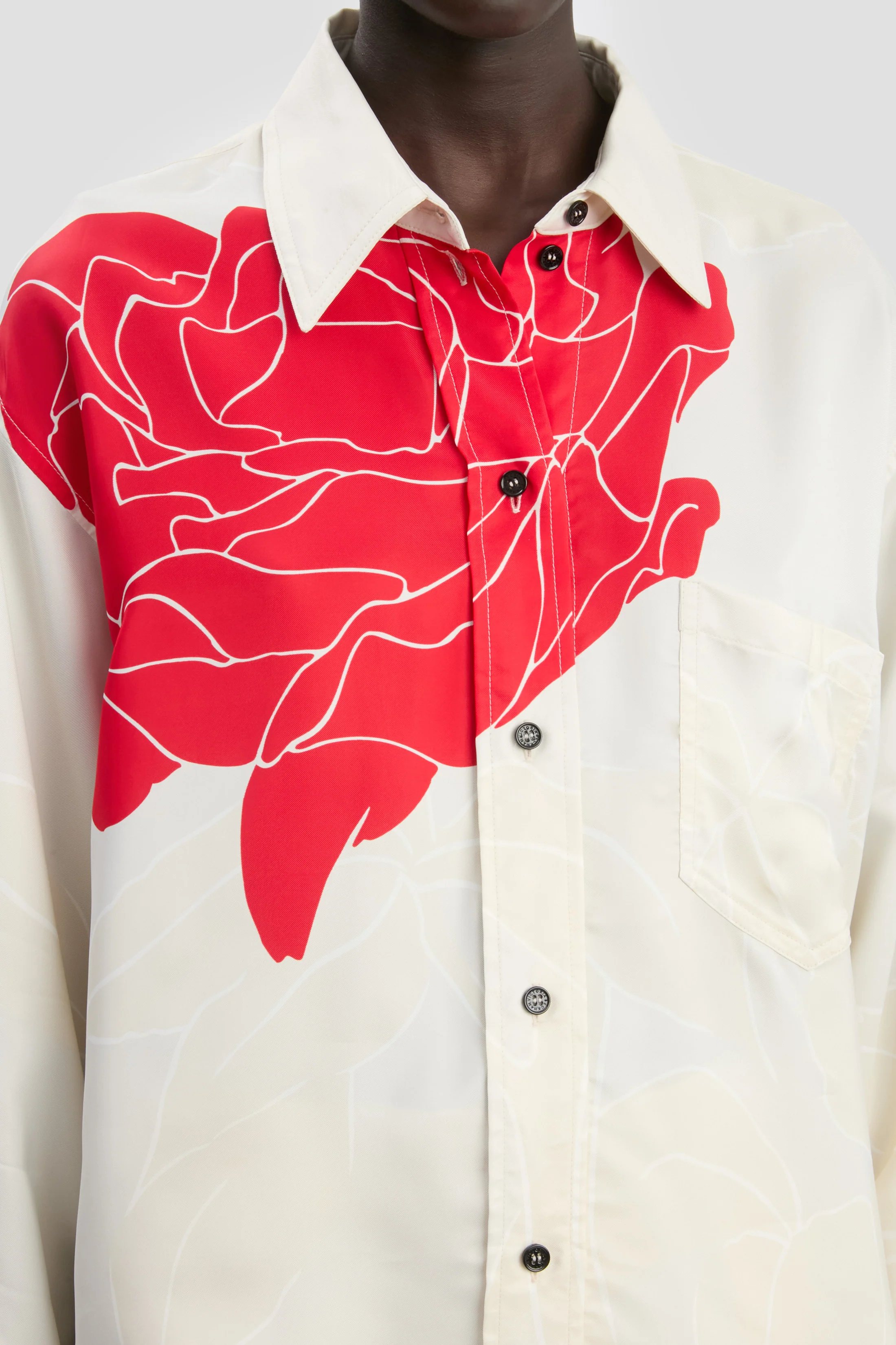Shirt In Red Floral Print - Image 3
