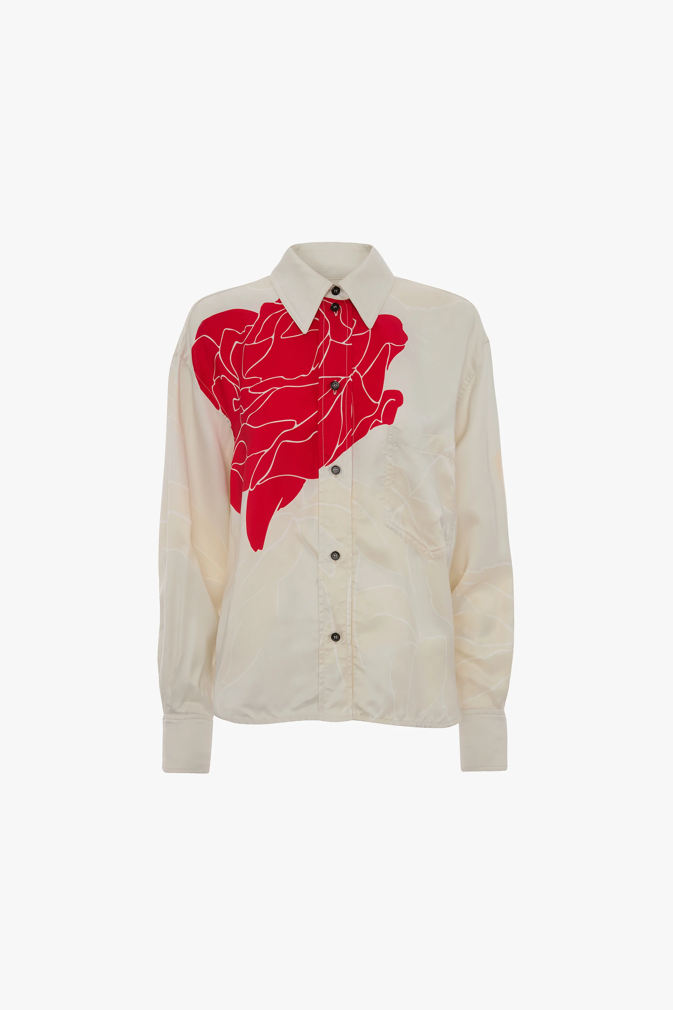 Shirt In Red Floral Print - Image 5