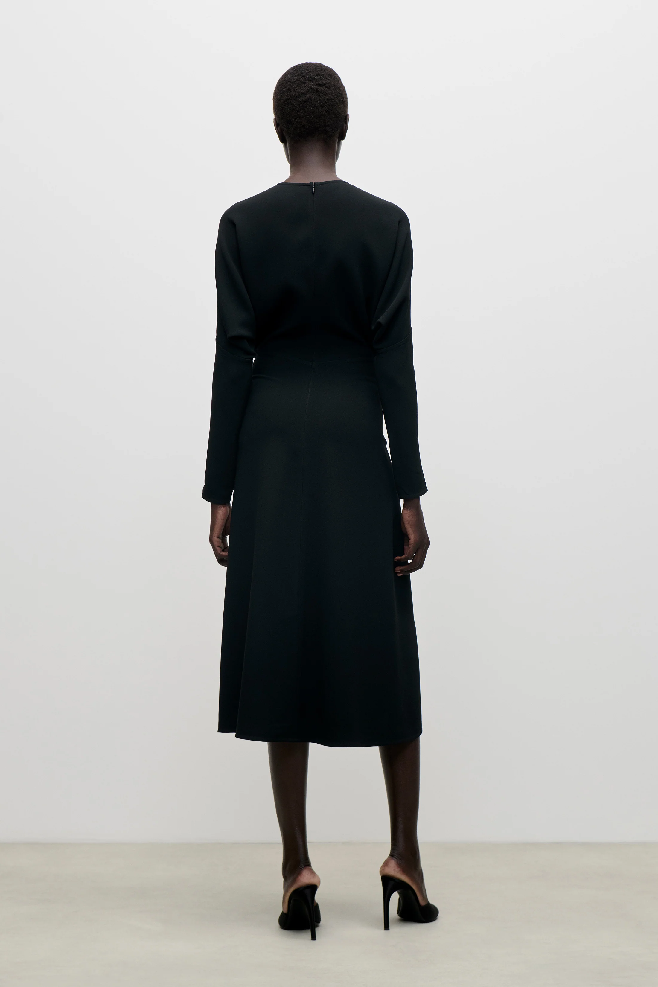 Dolman Midi Dress In Black - Image 3