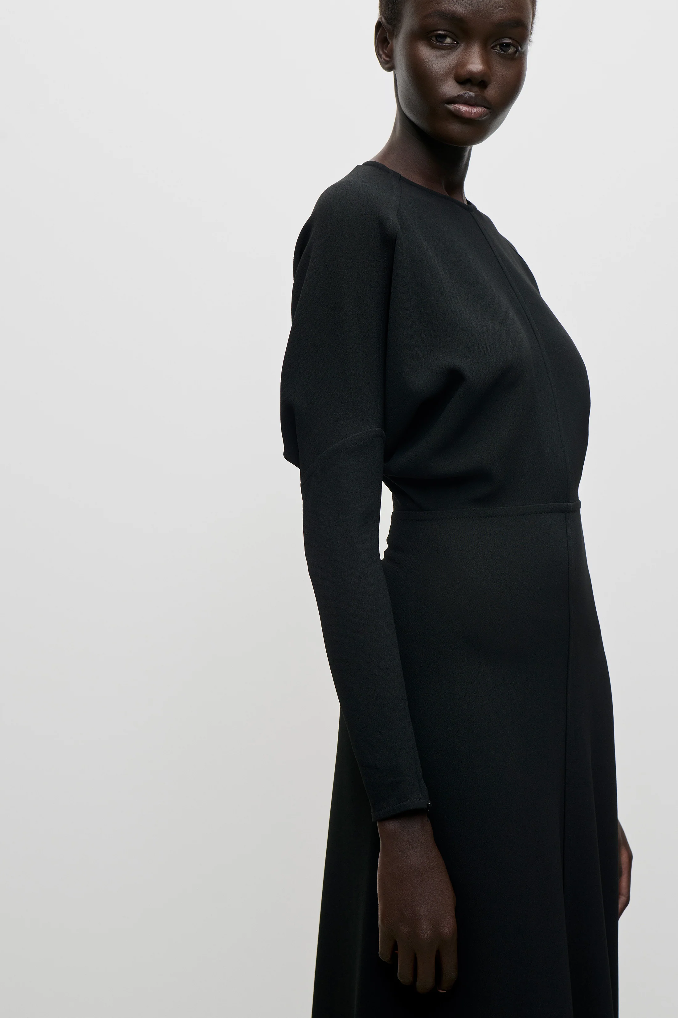 Dolman Midi Dress In Black - Image 4