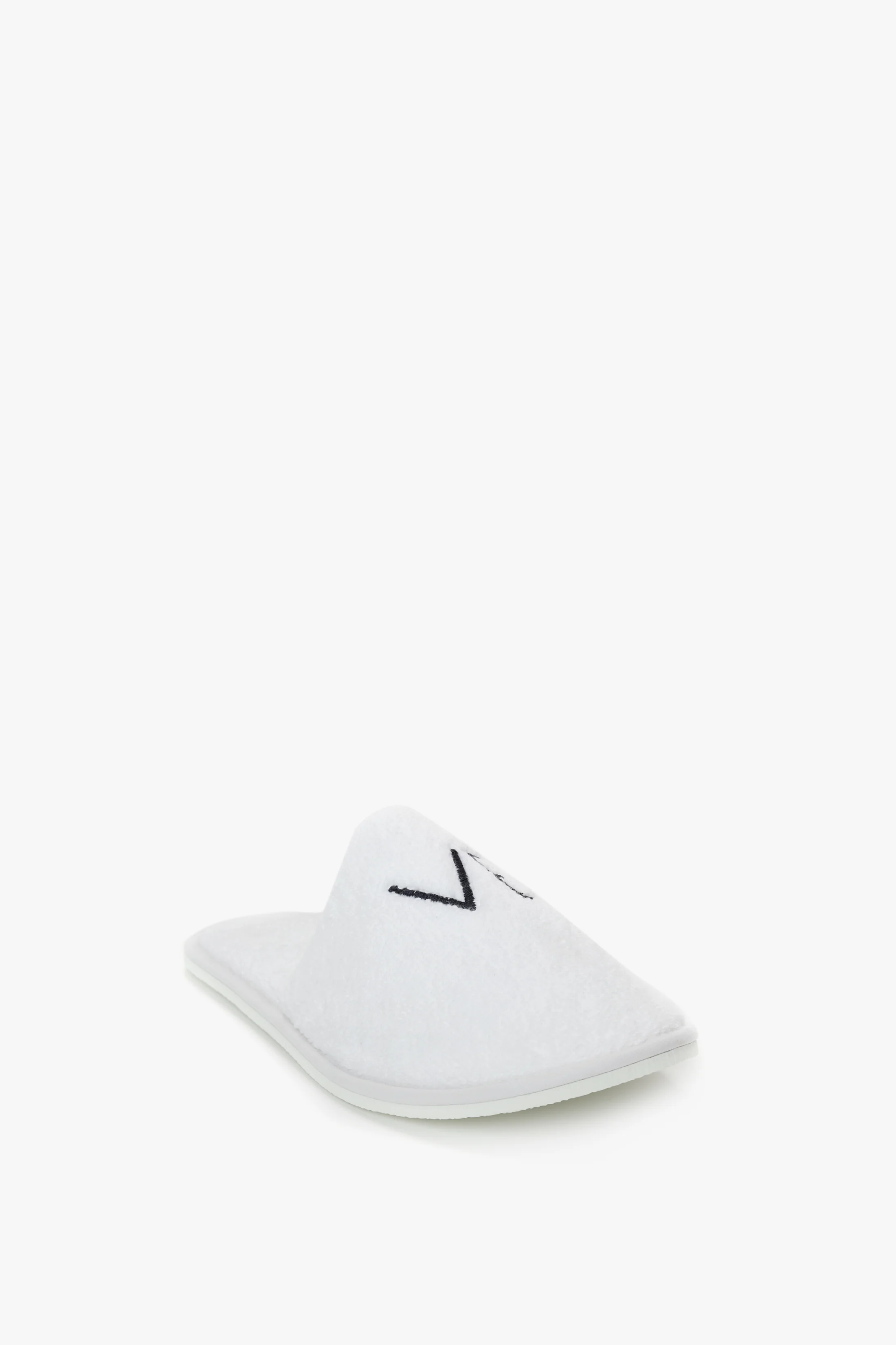 VB Embroidered Towelling Slippers In White - Image 3