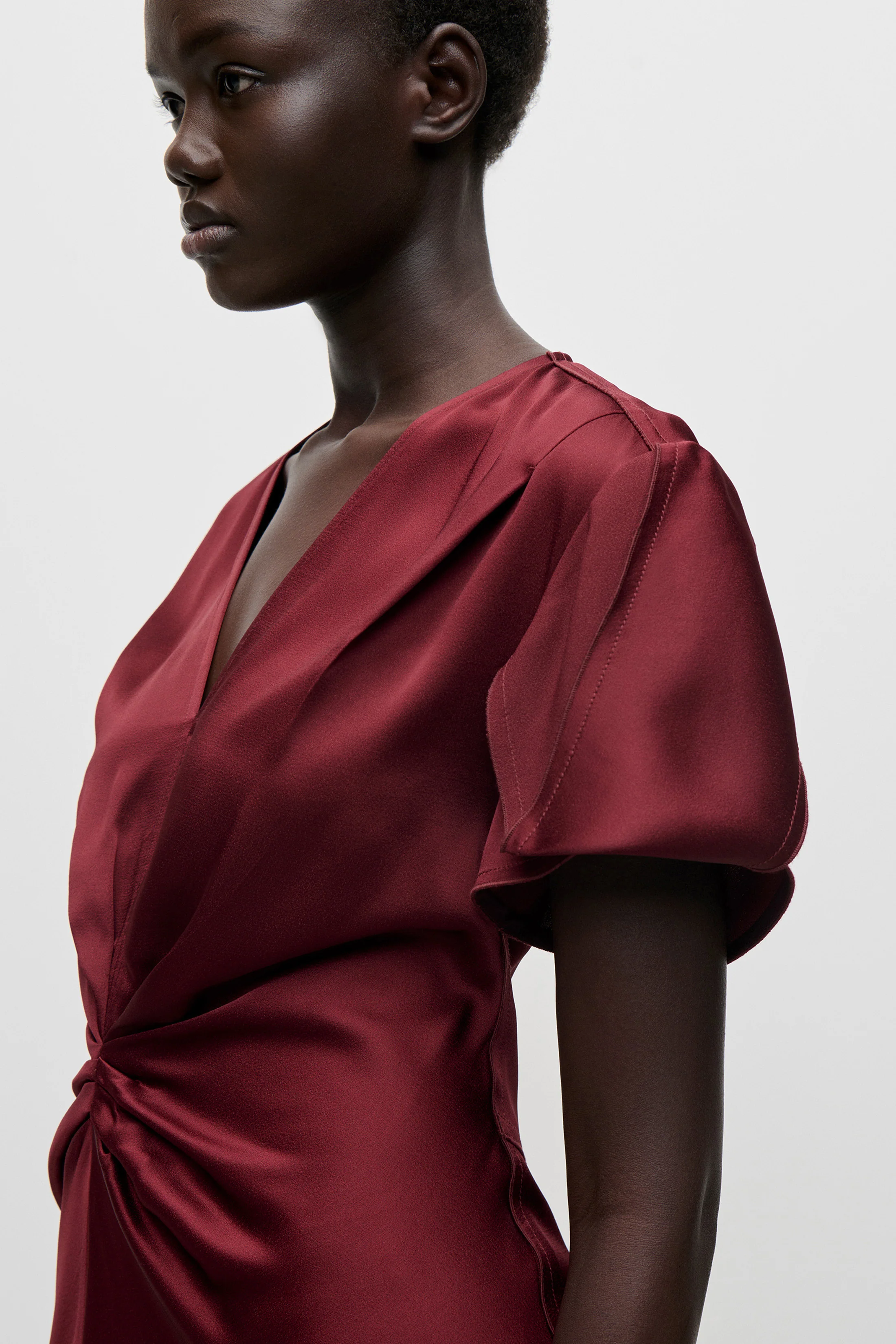 Eve Midi Dress In Burgundy - Image 5