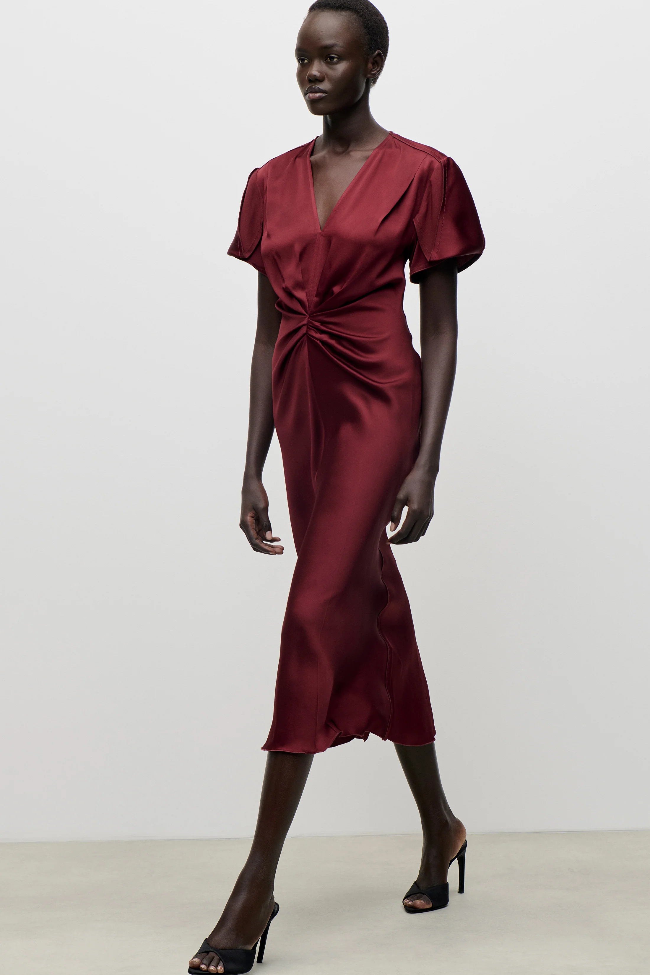 Eve Midi Dress In Burgundy - Image 6