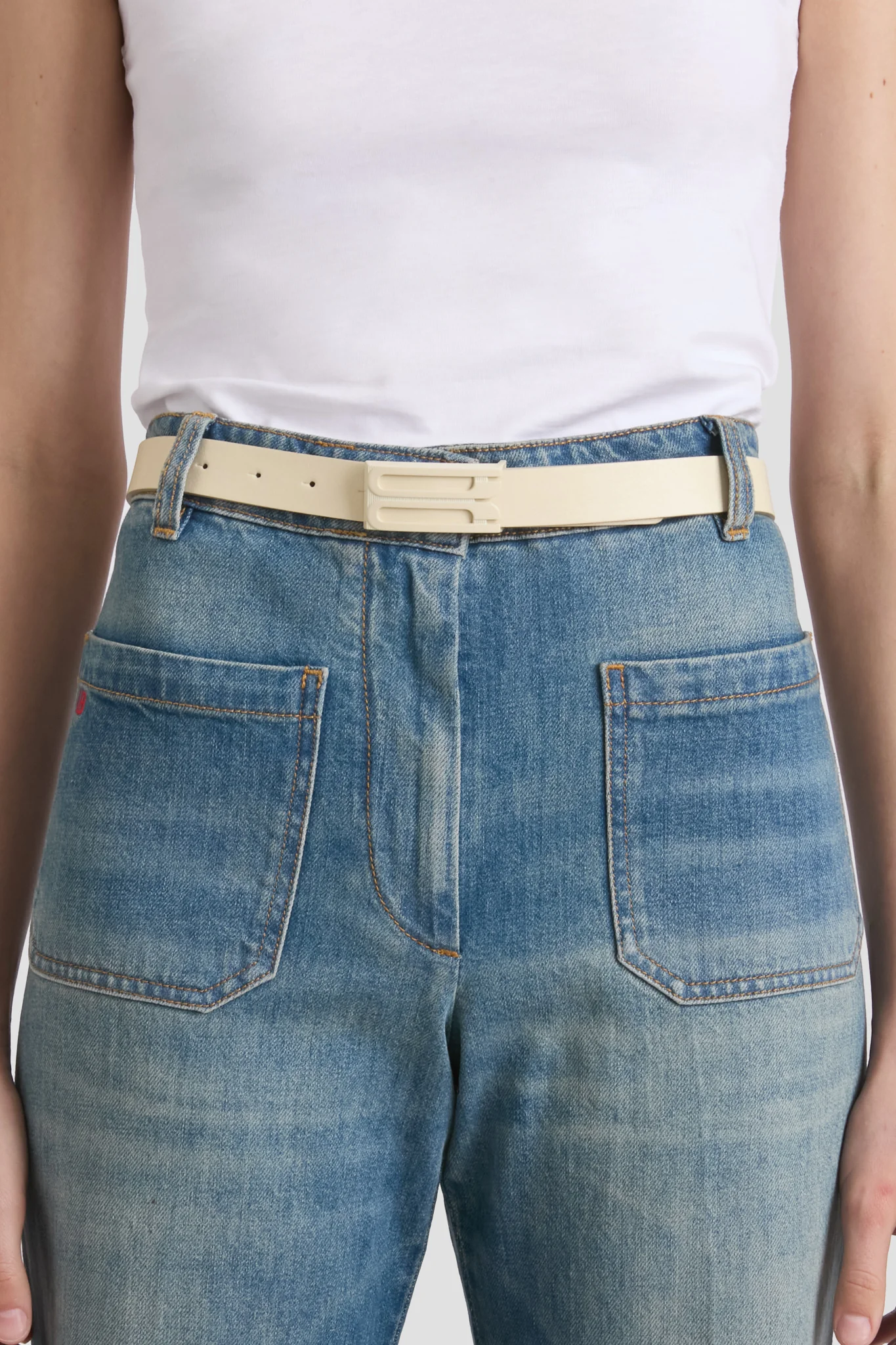 Tonal Dorian Belt In Ivory Smooth Leather - Image 2