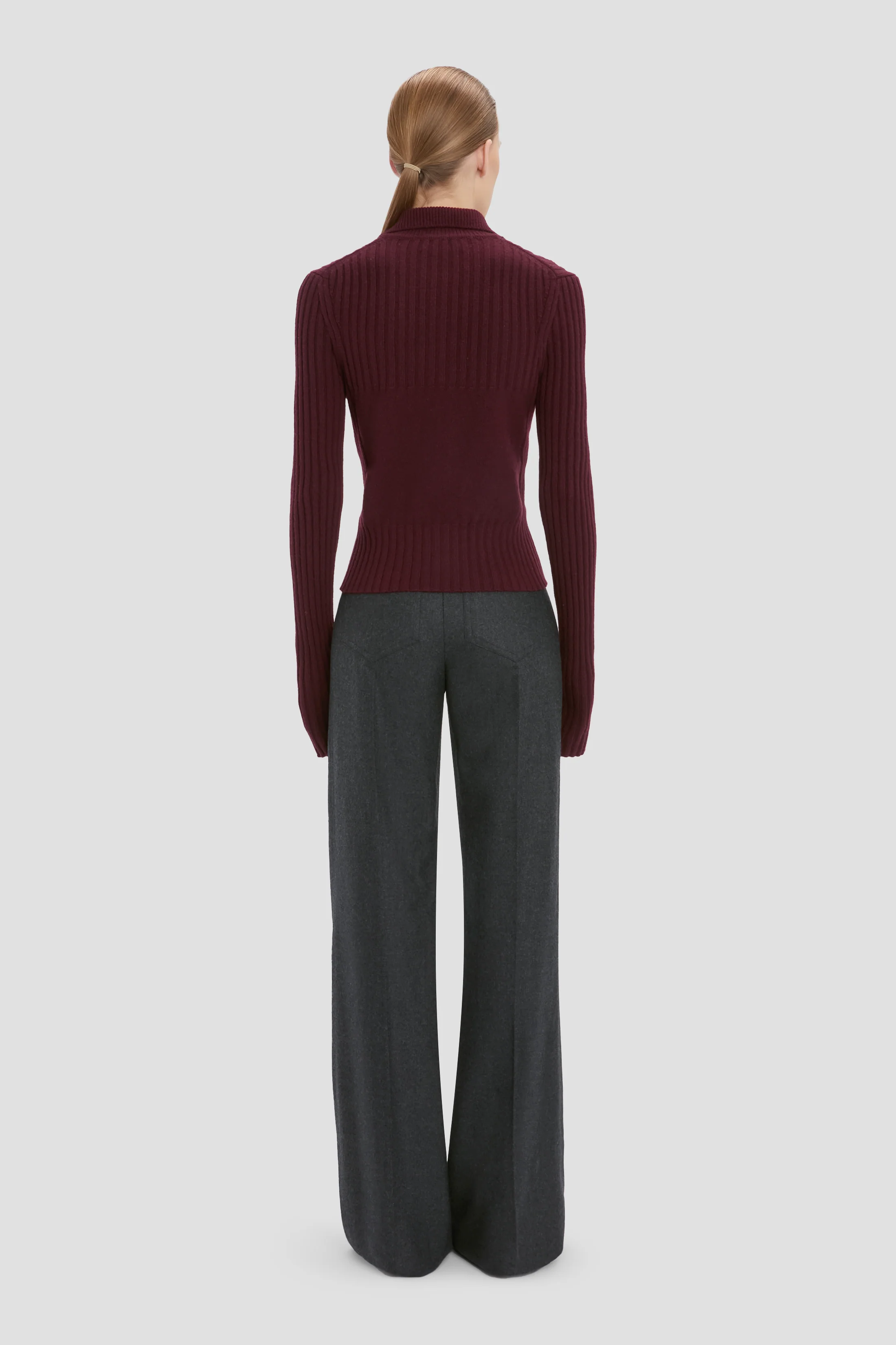 Zip Jumper In Dark Burgundy - Image 4
