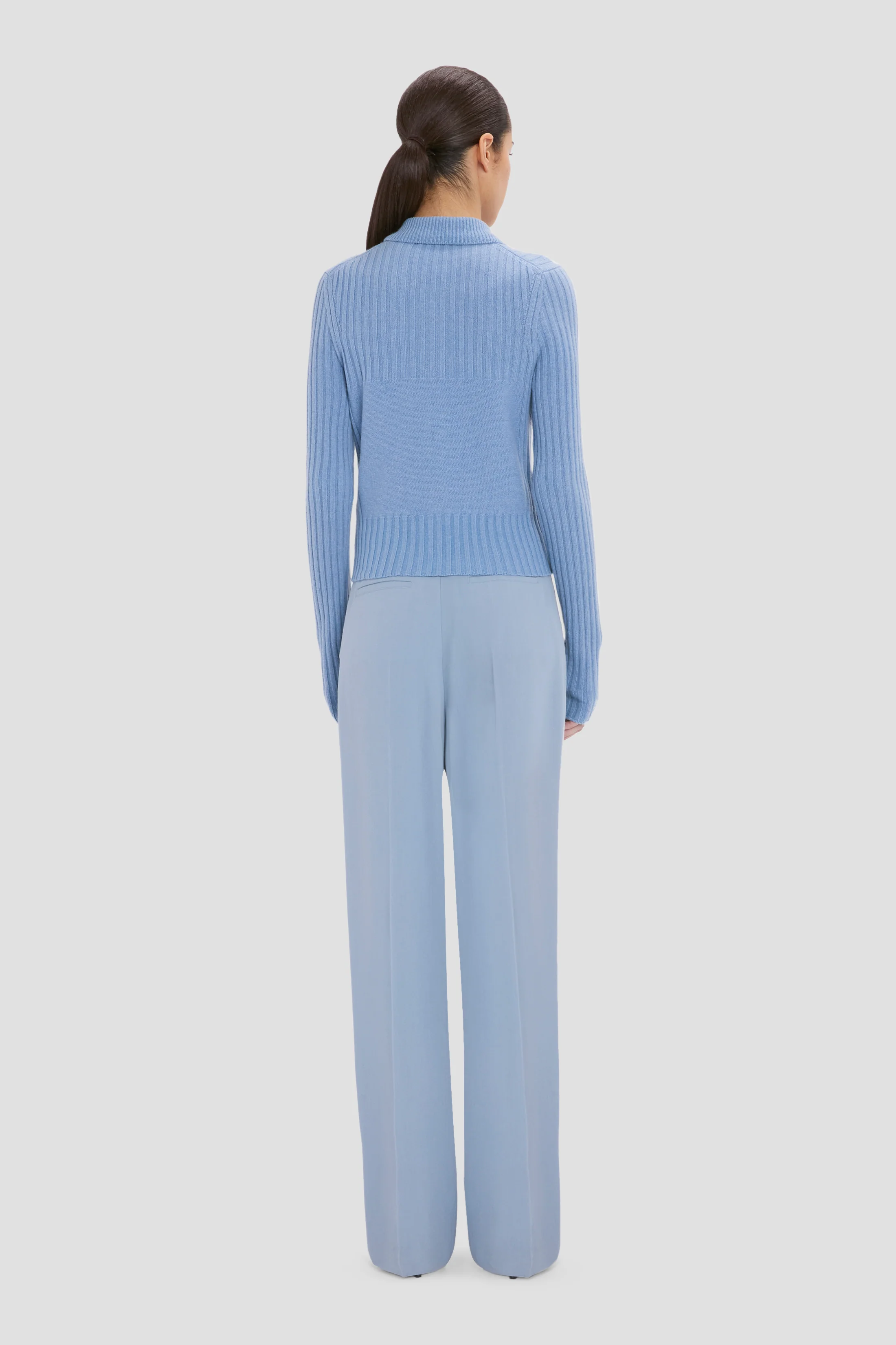 Zip Jumper In Blue Melange - Image 4