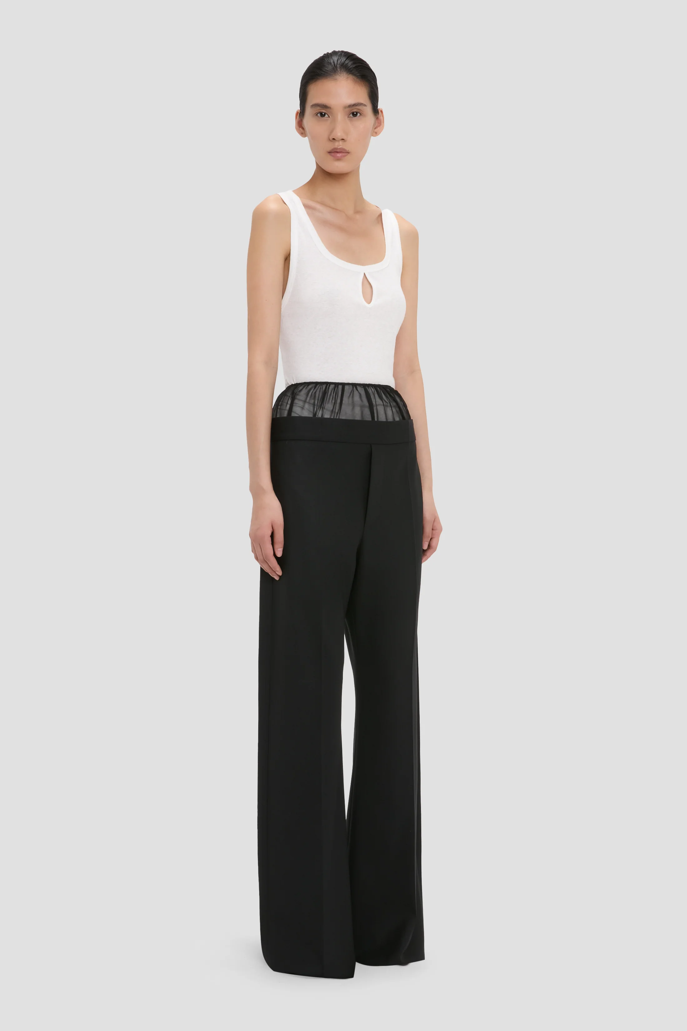 Sheer Panel Trouser In Black - Image 2