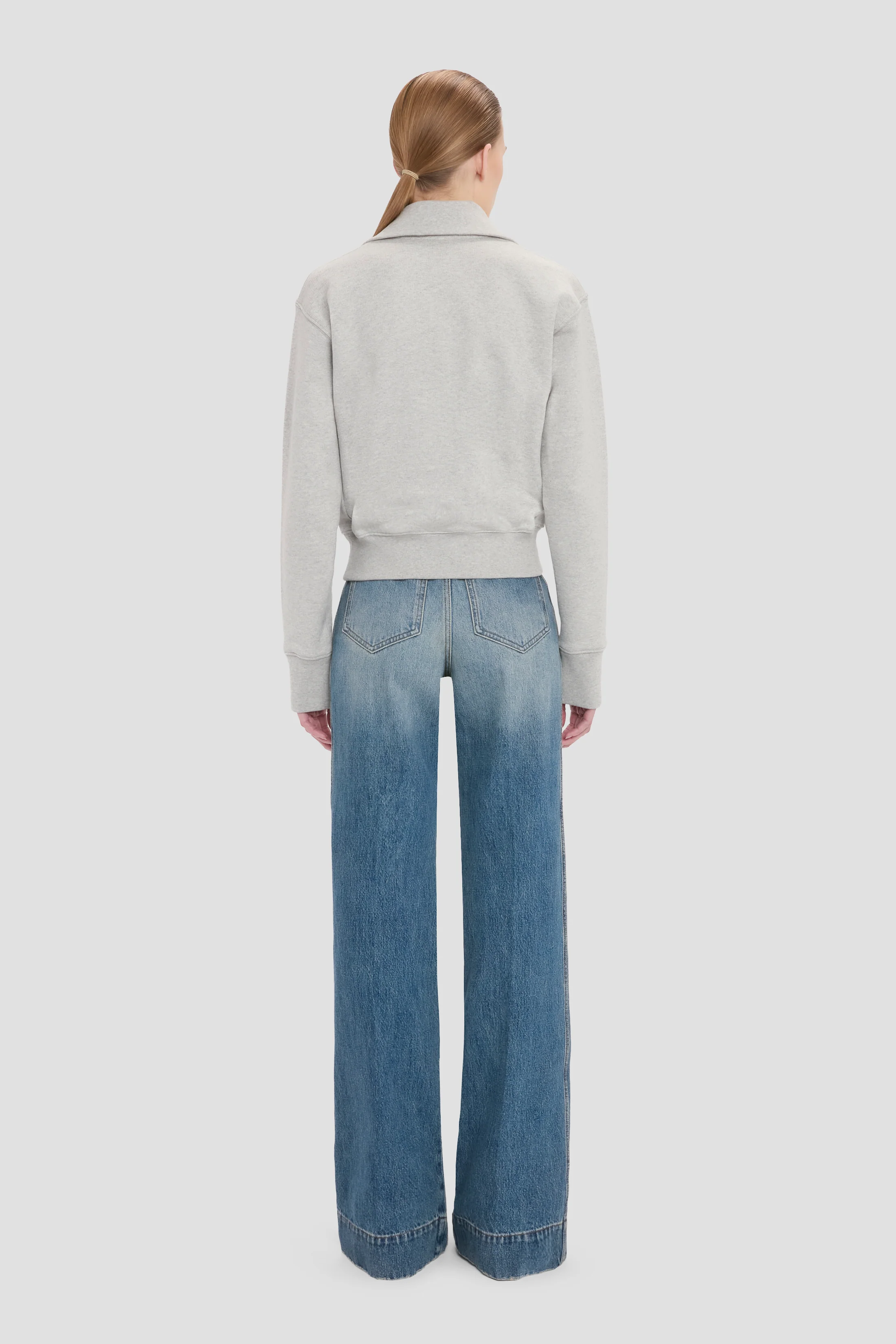 Half Zip Sweatshirt In Grey Marl - Image 4