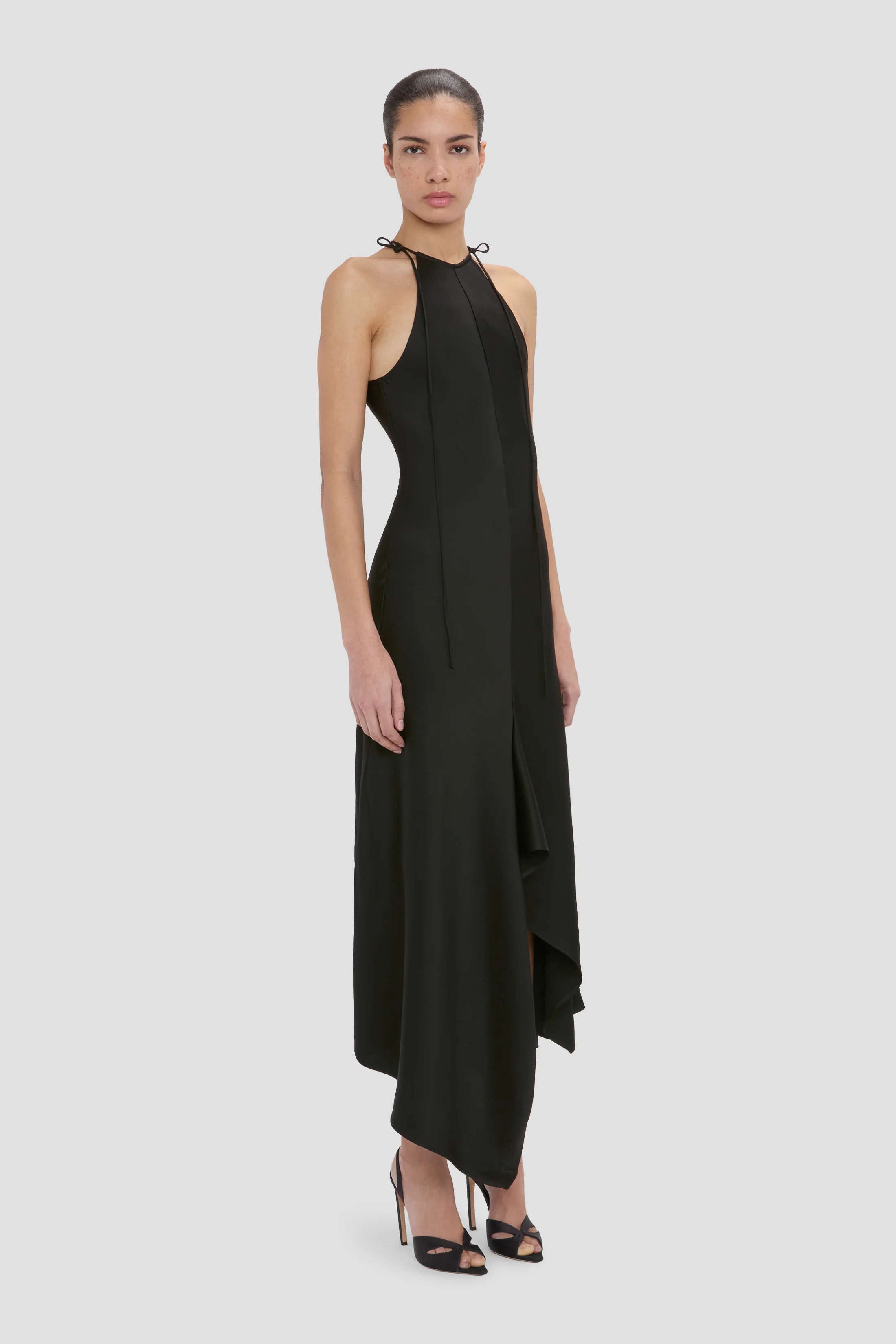 Halter Neck Midi Dress In Black - Image 3