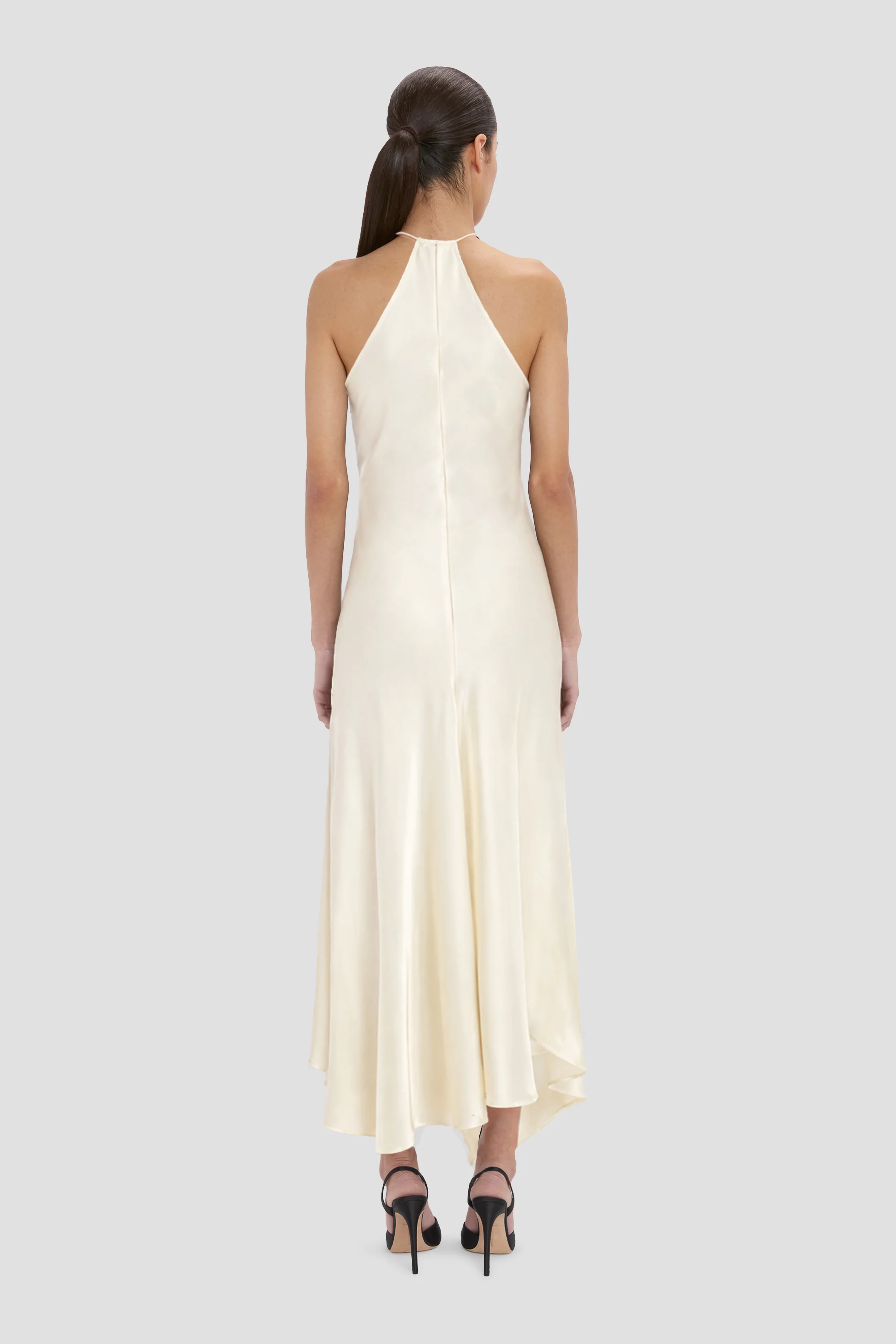 Halter Neck Midi Dress In Ivory - Image 5