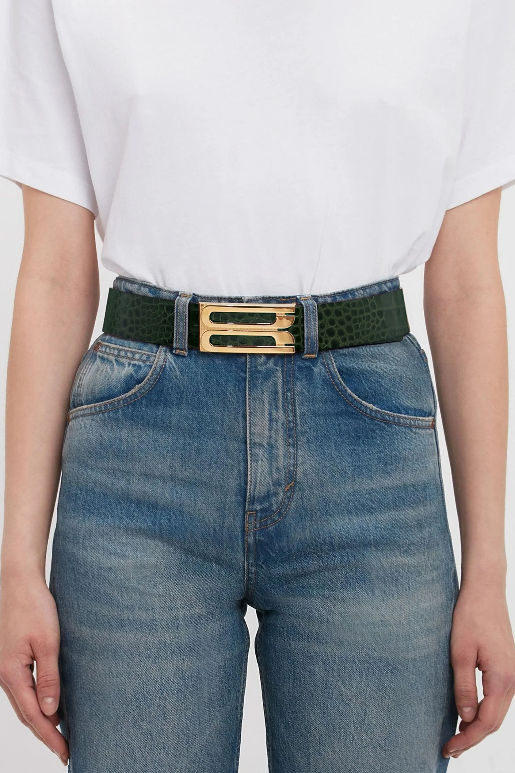 Jumbo Dorian Belt In Dark Forest Croc Embossed Leather - Image 2