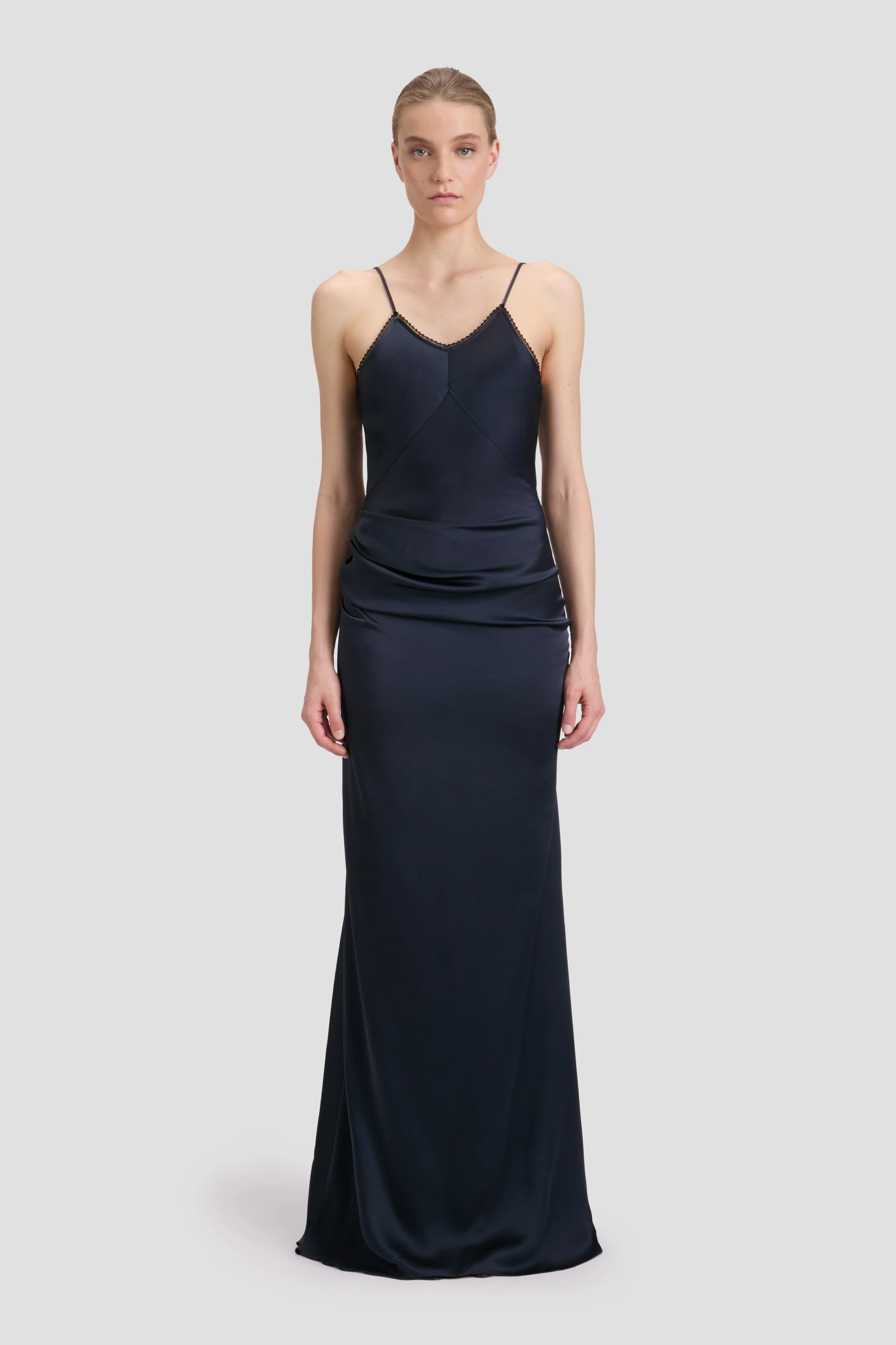 Draped Lace Dress In Midnight