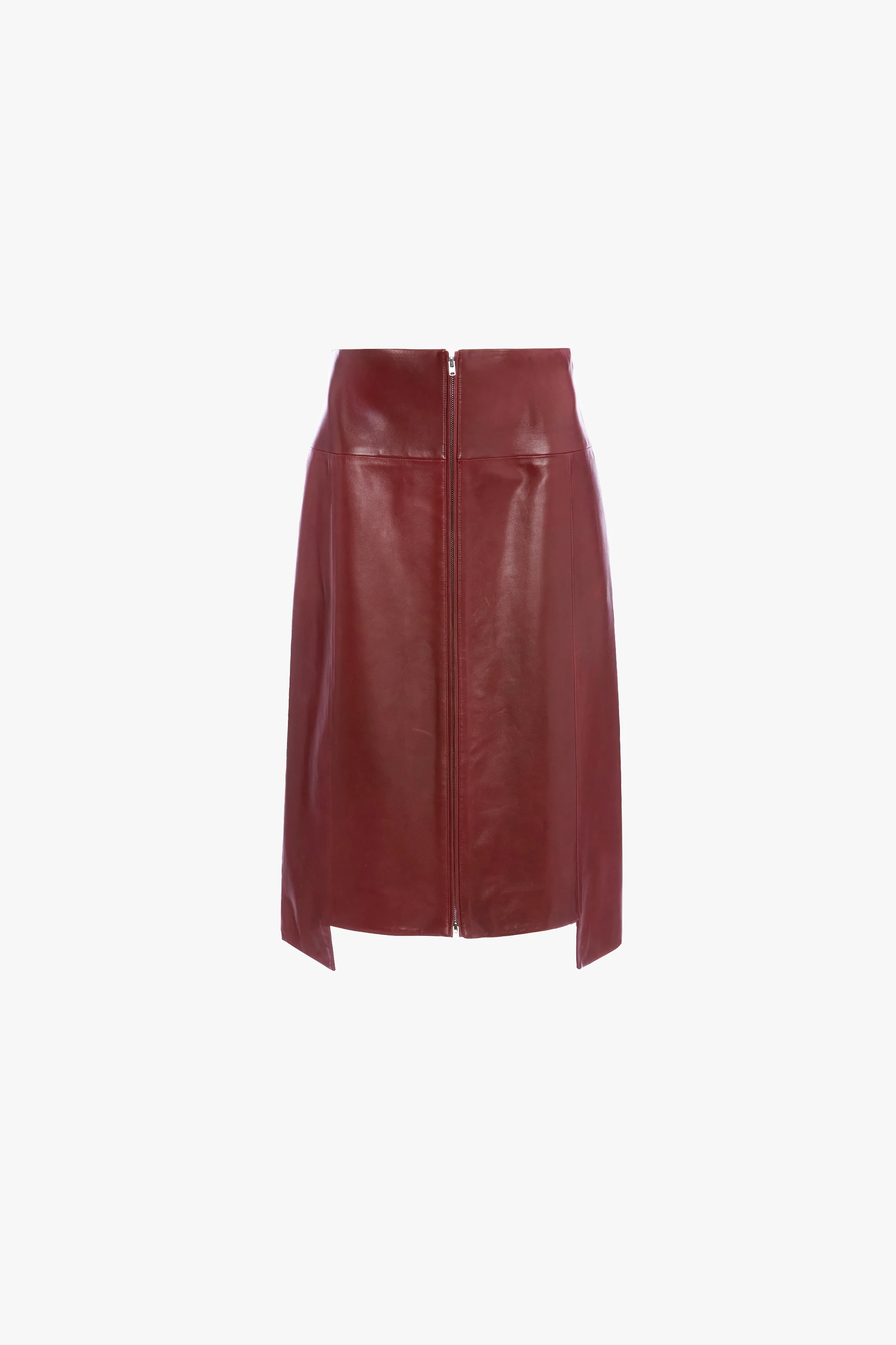 Leather Skirt In Dark Burgundy - Image 6