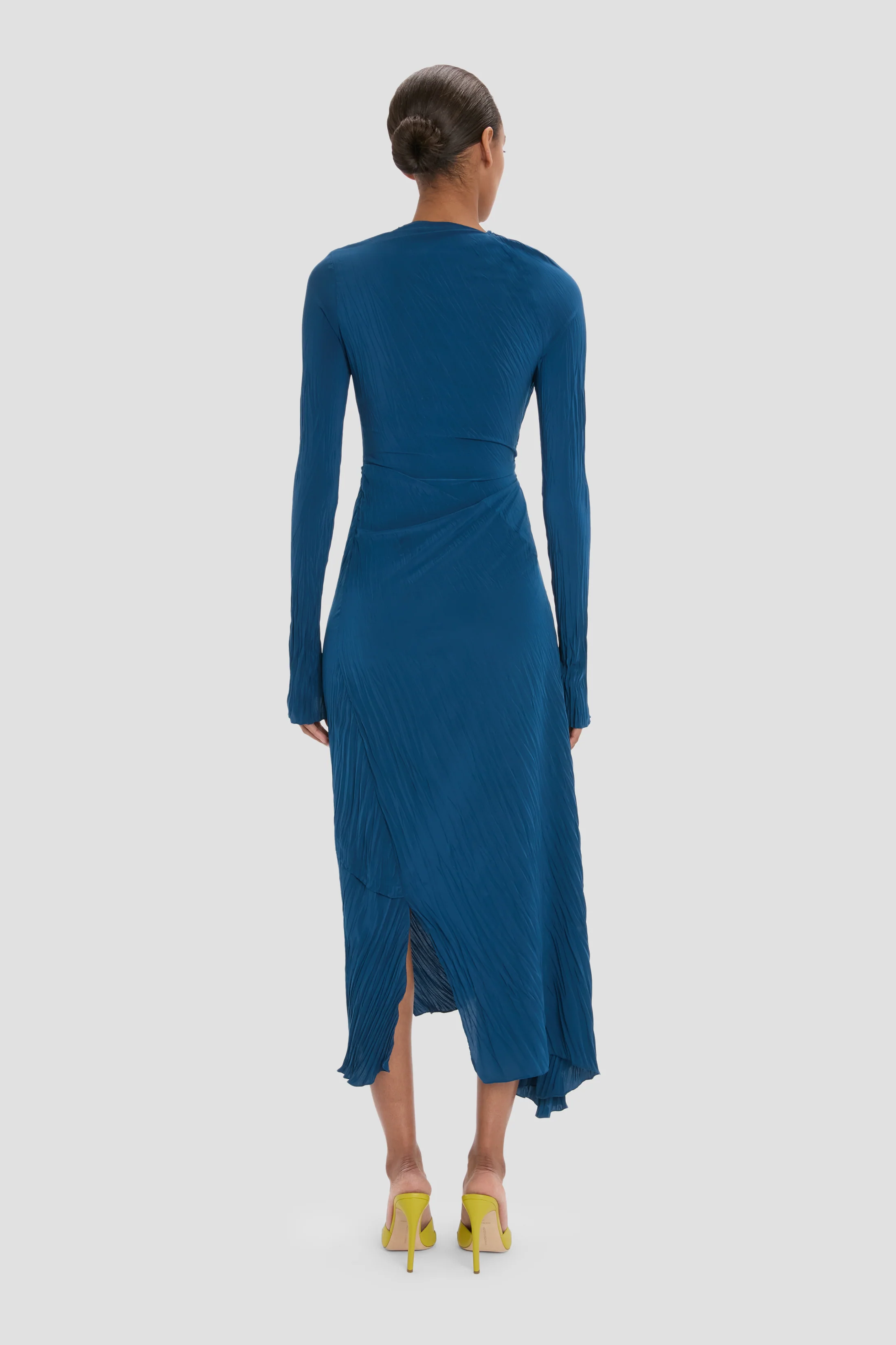 Plisse Dress In Blue - Image 5