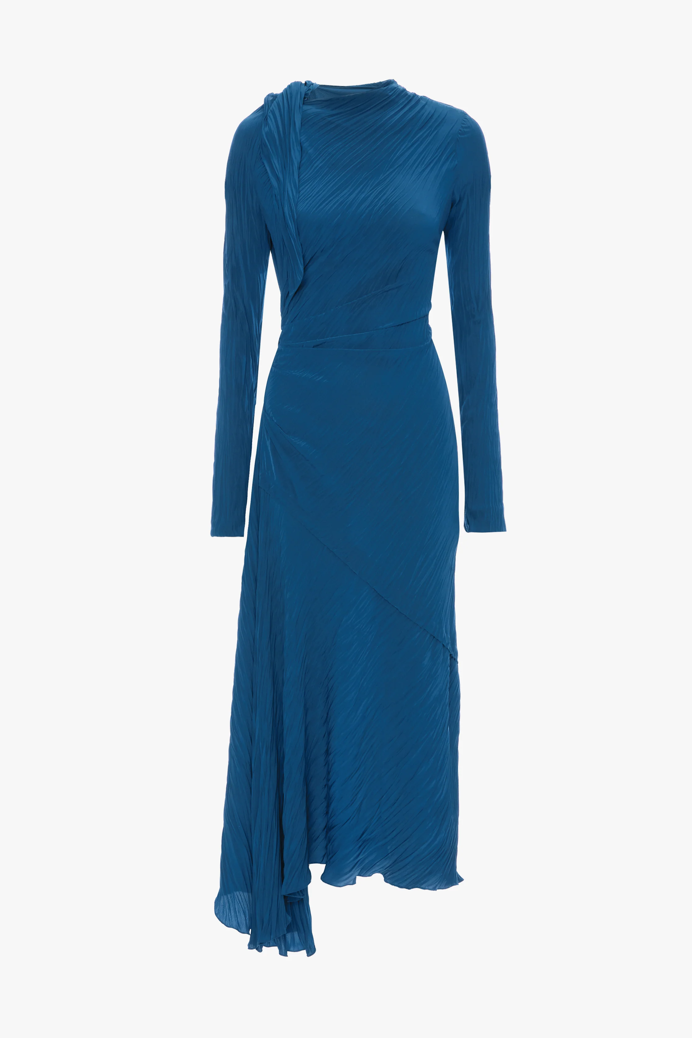 Plisse Dress In Blue - Image 6