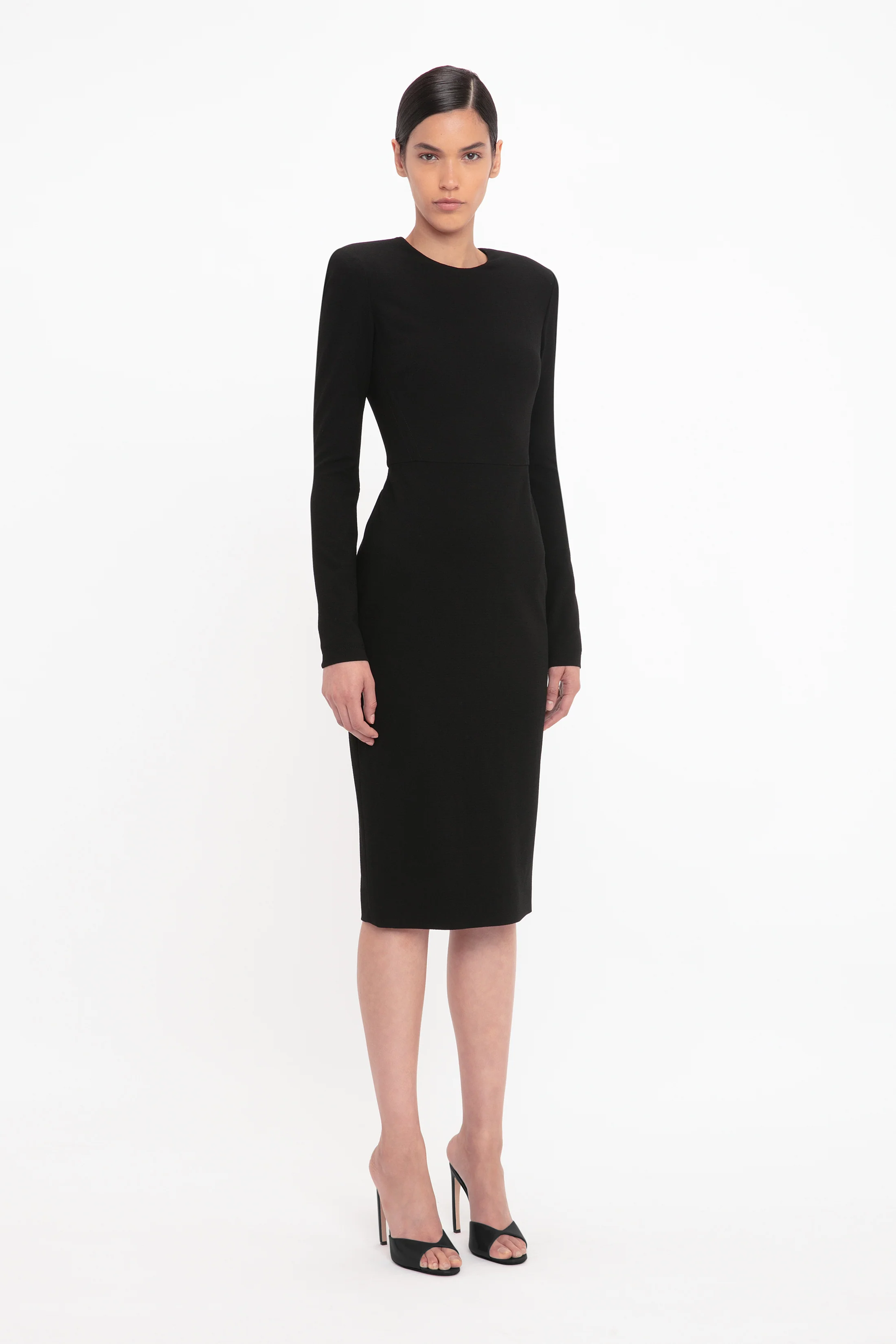 Long Sleeve Fitted T-Shirt Dress In Black - Image 2