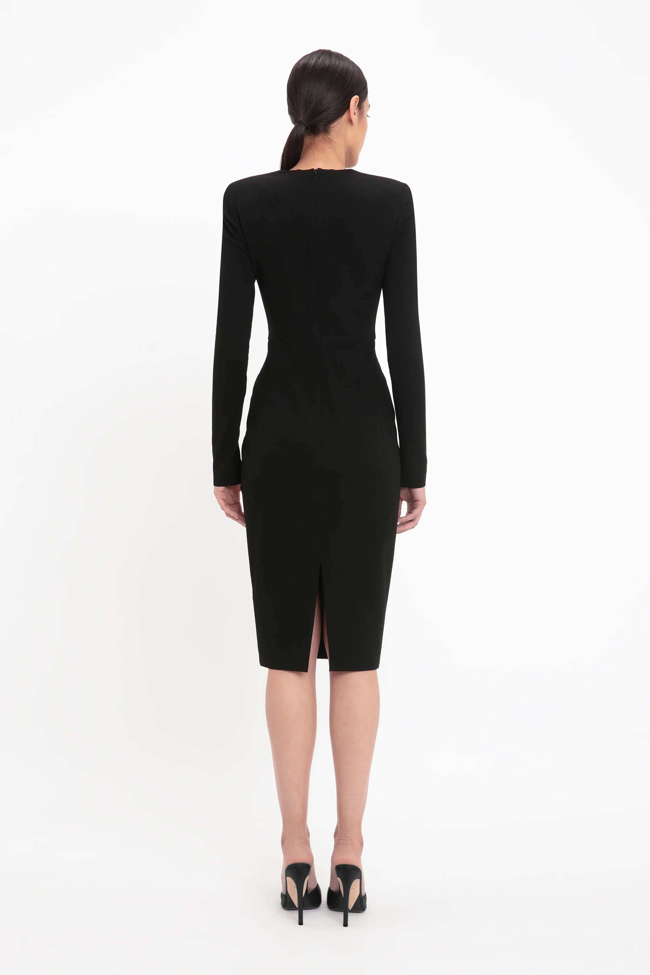 Long Sleeve Fitted T-Shirt Dress In Black - Image 3