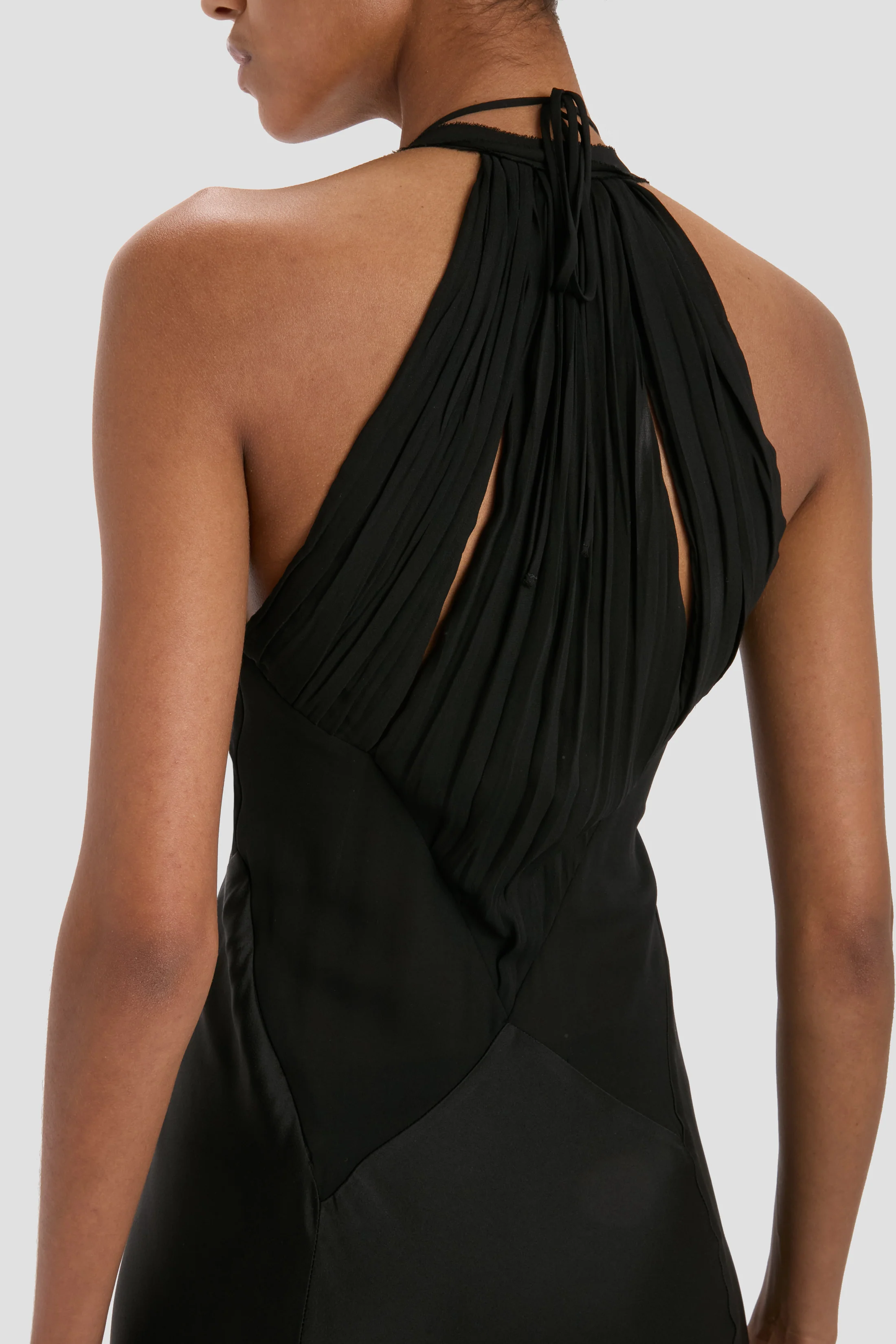 Panelled Cami Gown In Black - Image 4